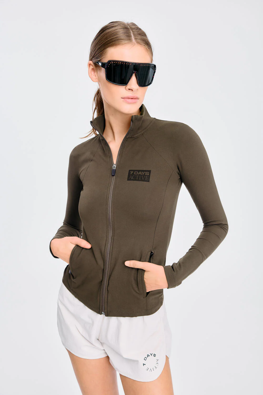 Full Zip Running træningsbluse - Mocca