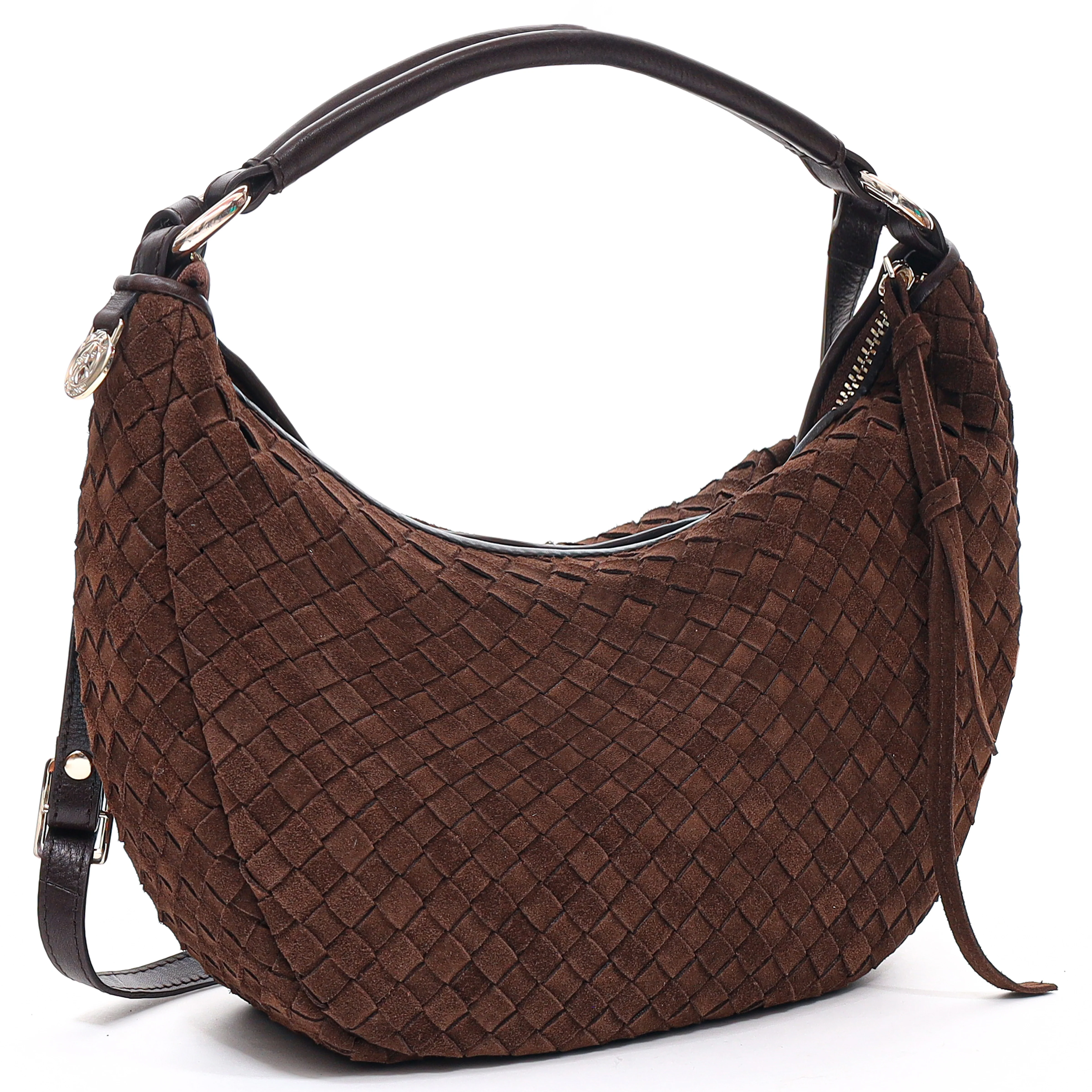 Rozzano Marlin Braided ruskind skuldertaske - Chocolate - Image 7
