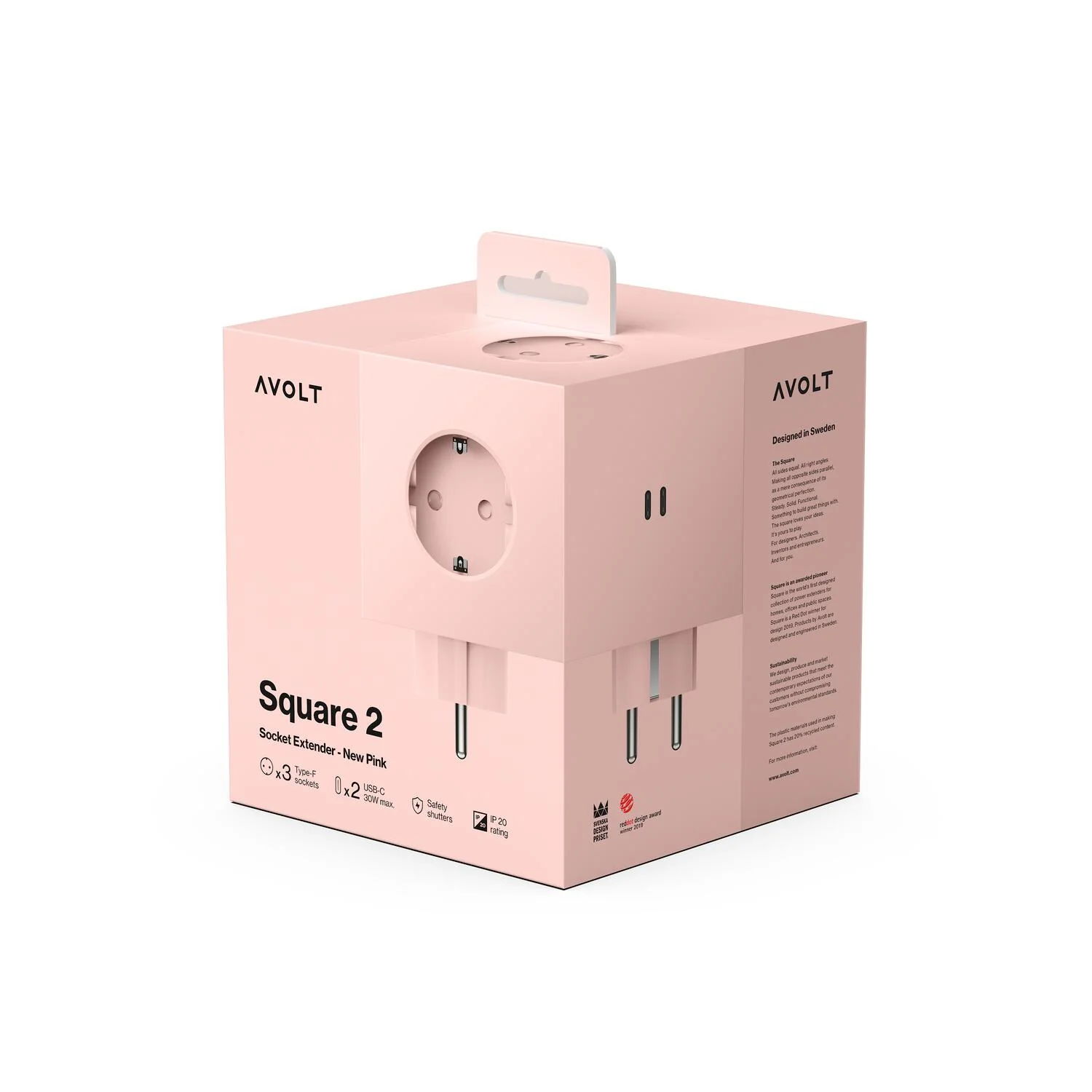 Square 2 stikdåse, USB-C - New Pink - Image 4
