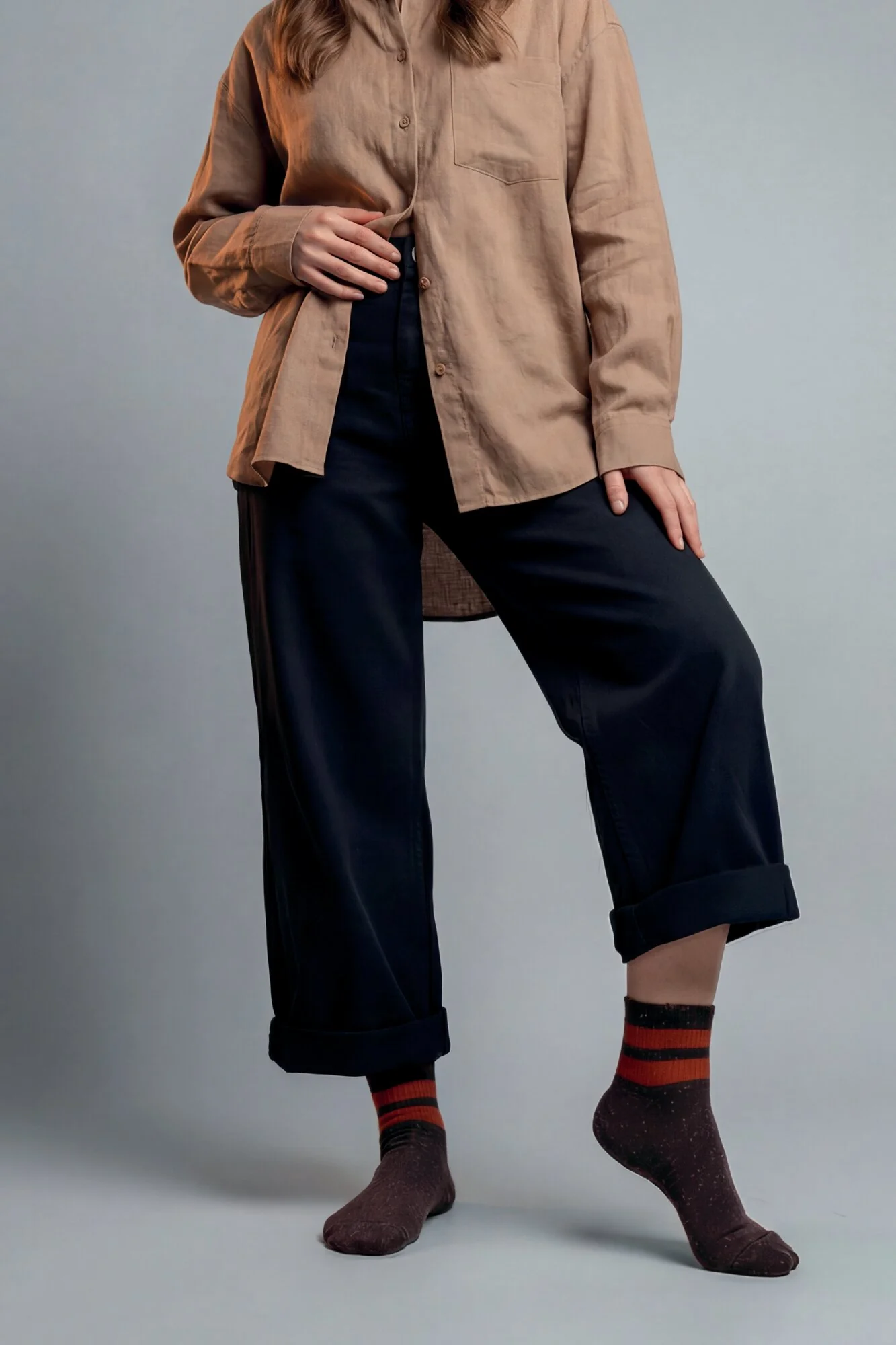 Antwerpen strømper - Dark Brown NEPS/Red Orange - Image 2
