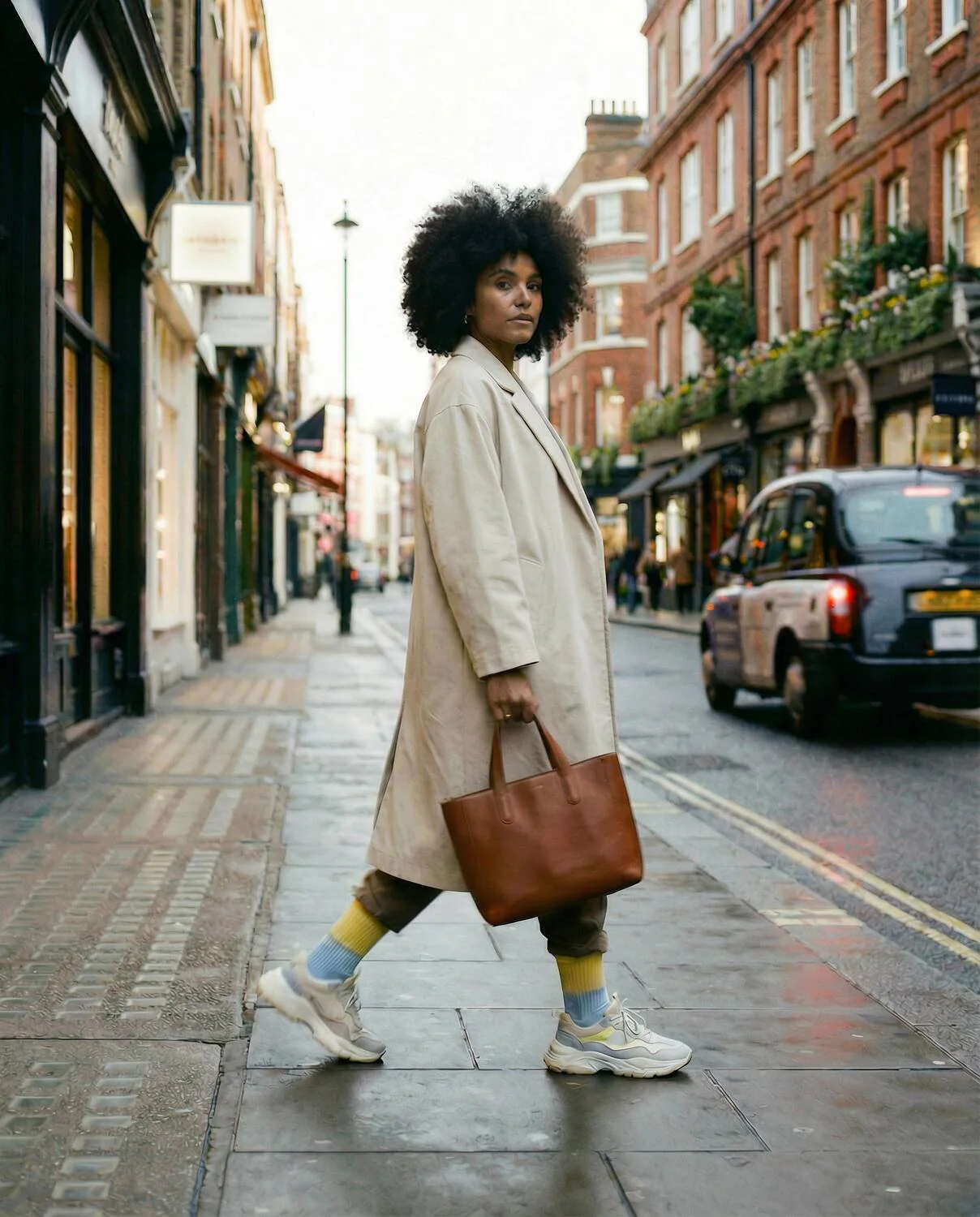 London strømper - Lemonade/Ocean Blue - Image 4