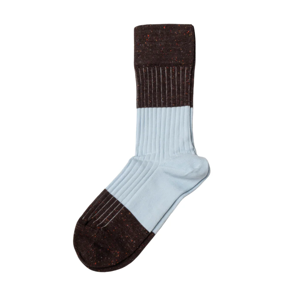 Porto strømper - Dark Brown NEPS/Little Blue