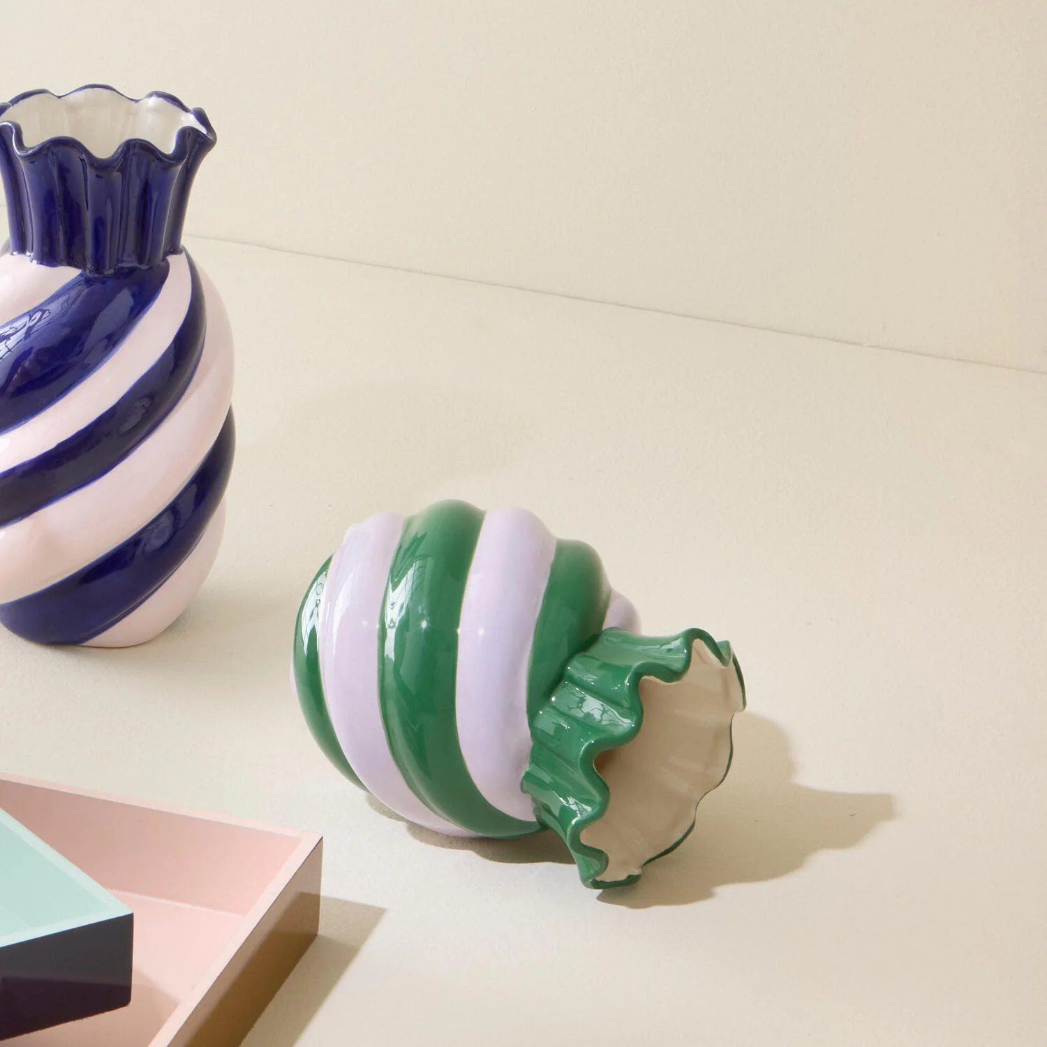 Candy vase, mørkegrøn/lavendel - H15,5cm - Image 2