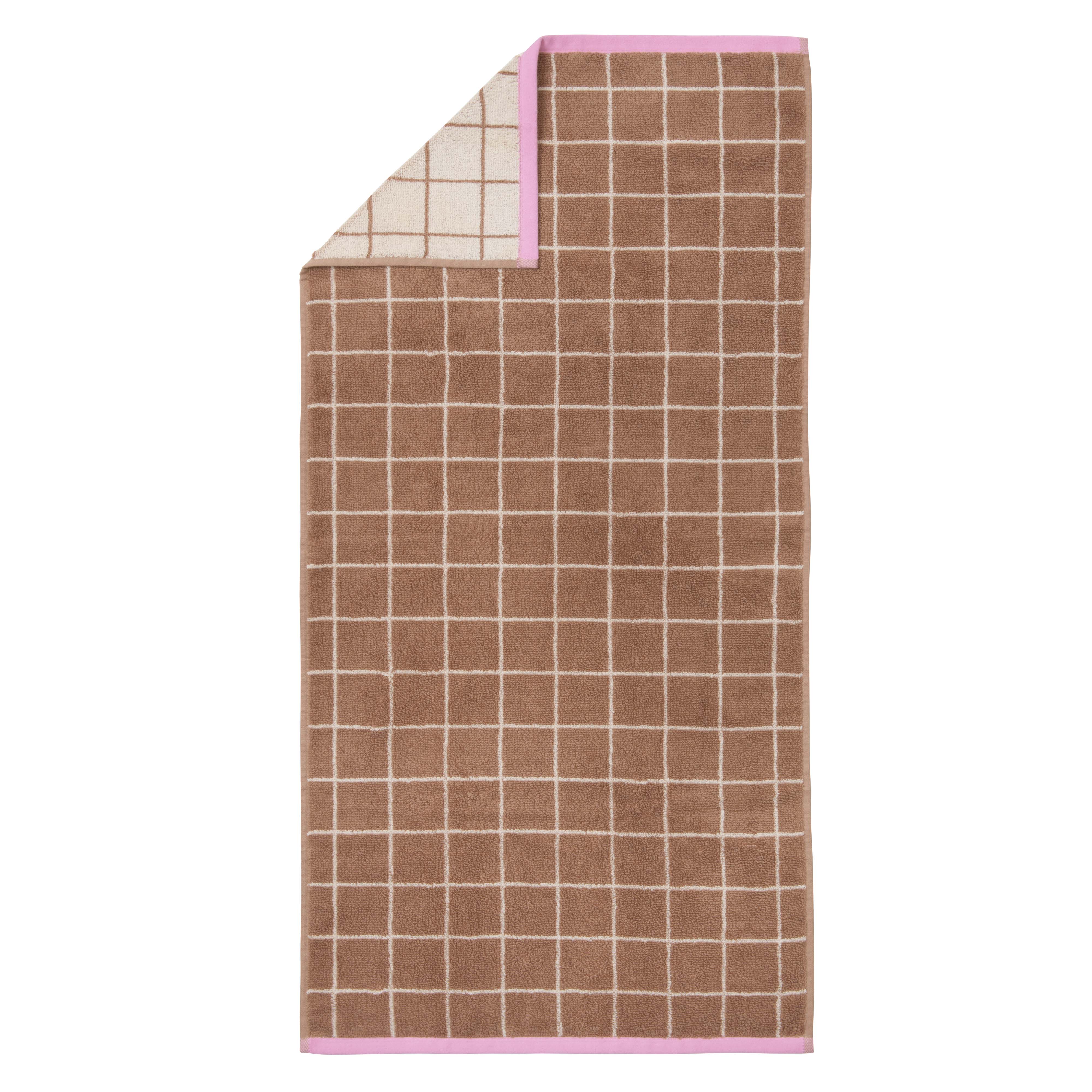 Checked håndklæde - brun/ivory/pink - Image 3