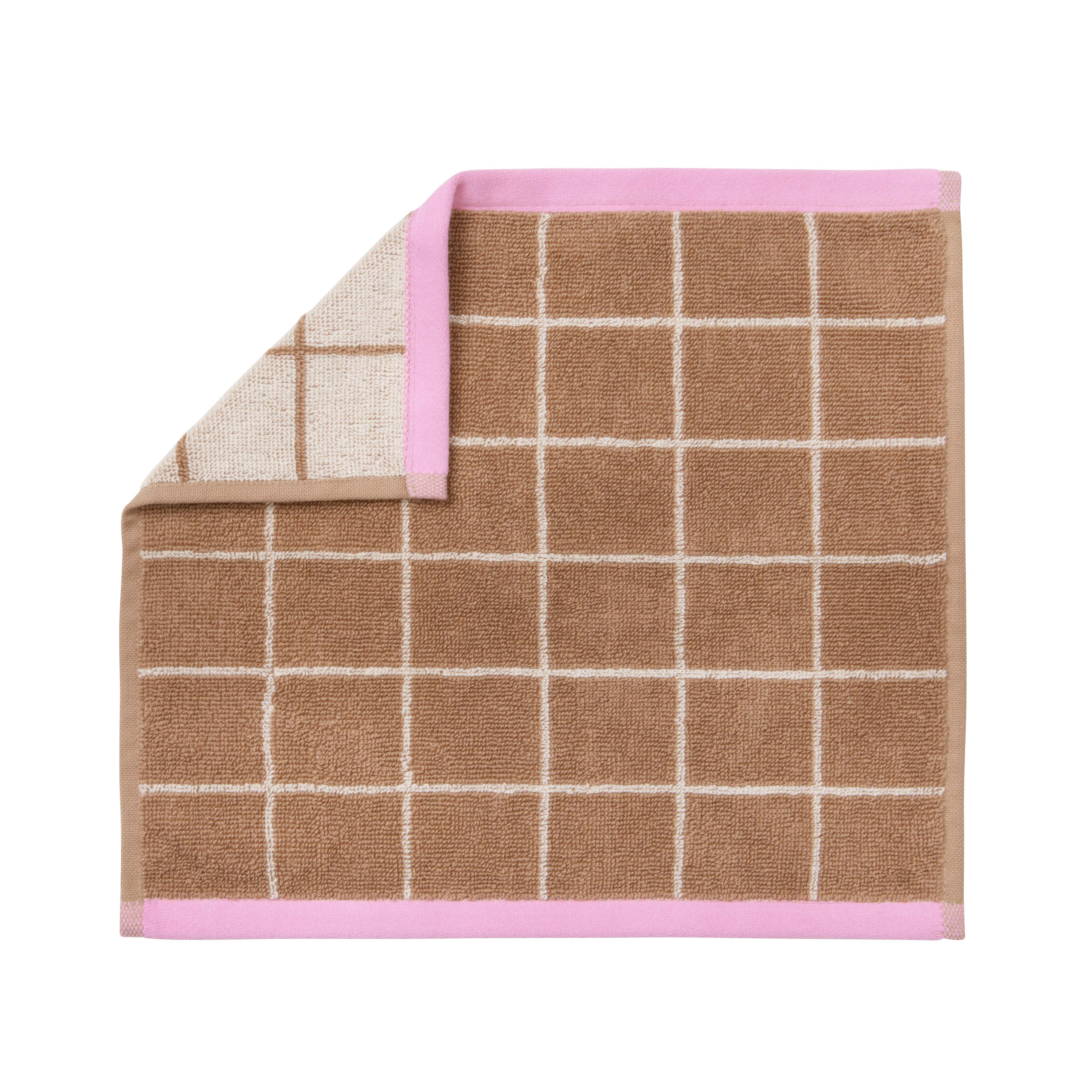 Checked håndklæde - brun/ivory/pink - Image 4