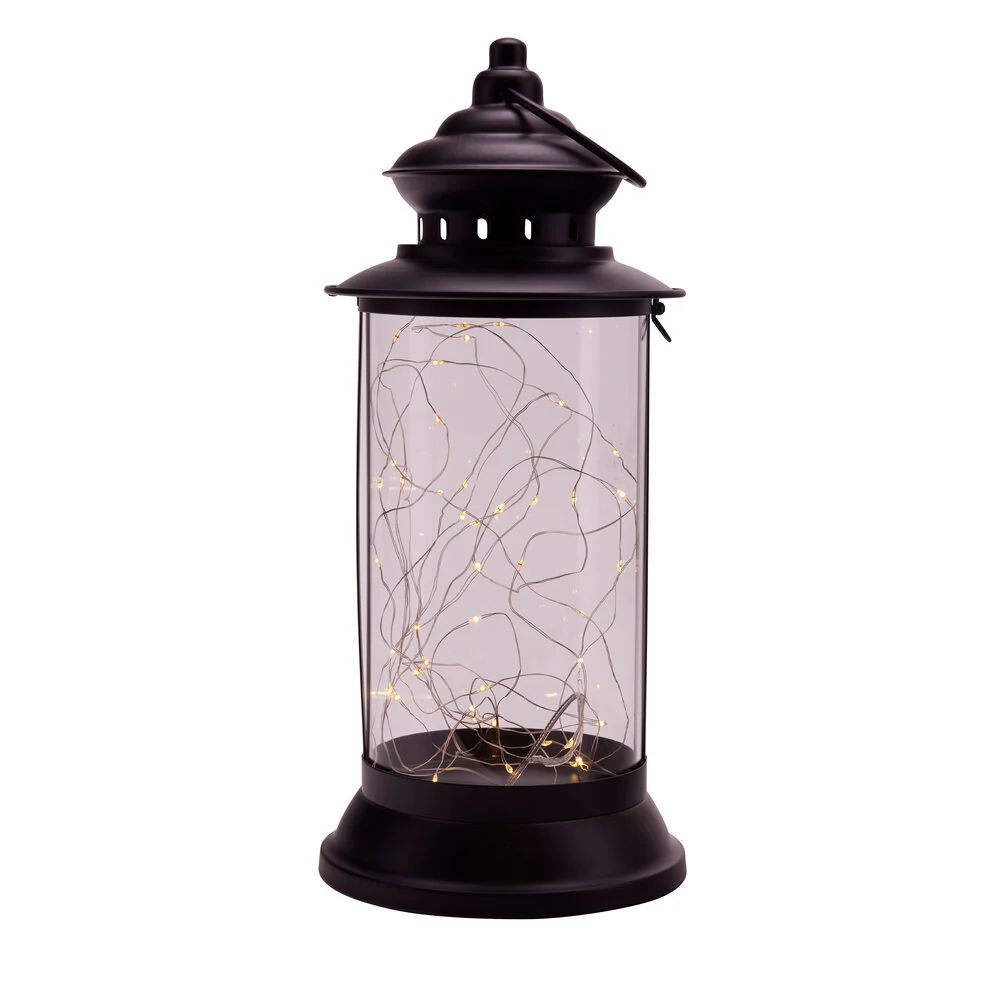 Cylinder lanterne m. LED og timer - H36 cm