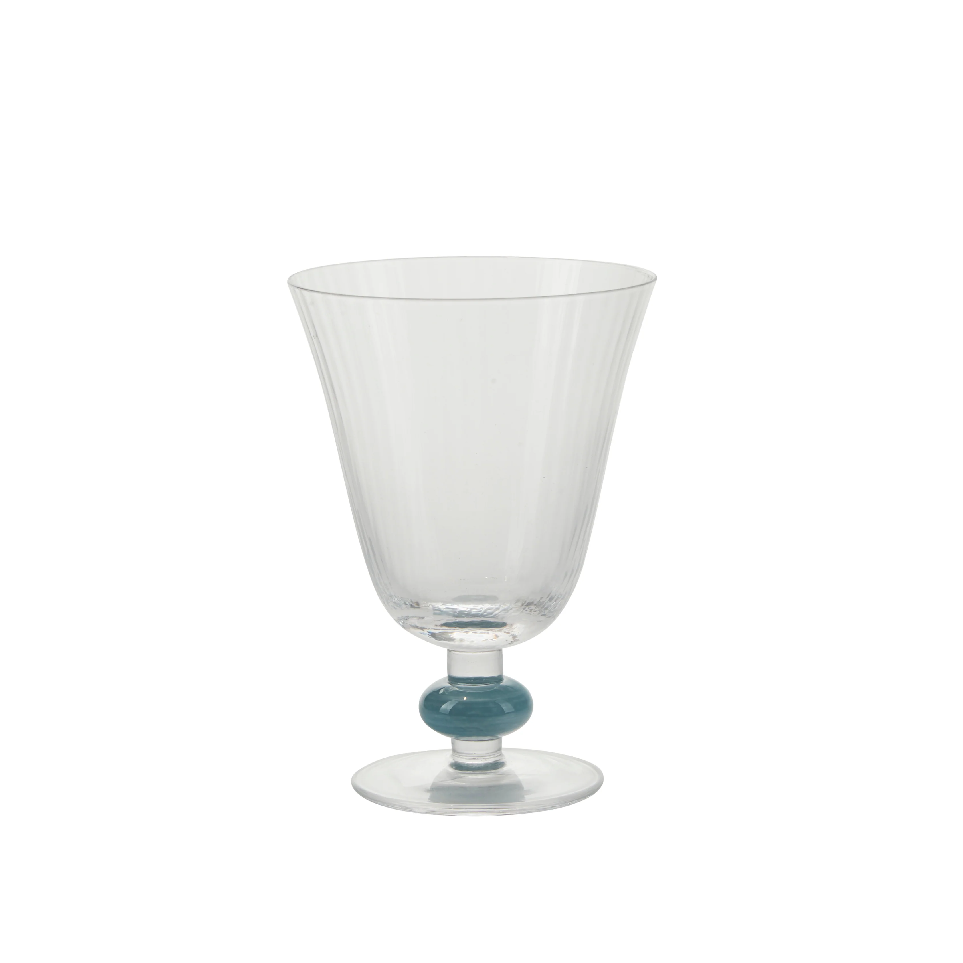 Garden drikkeglas på fod, klar/blå - H13,5 cm.