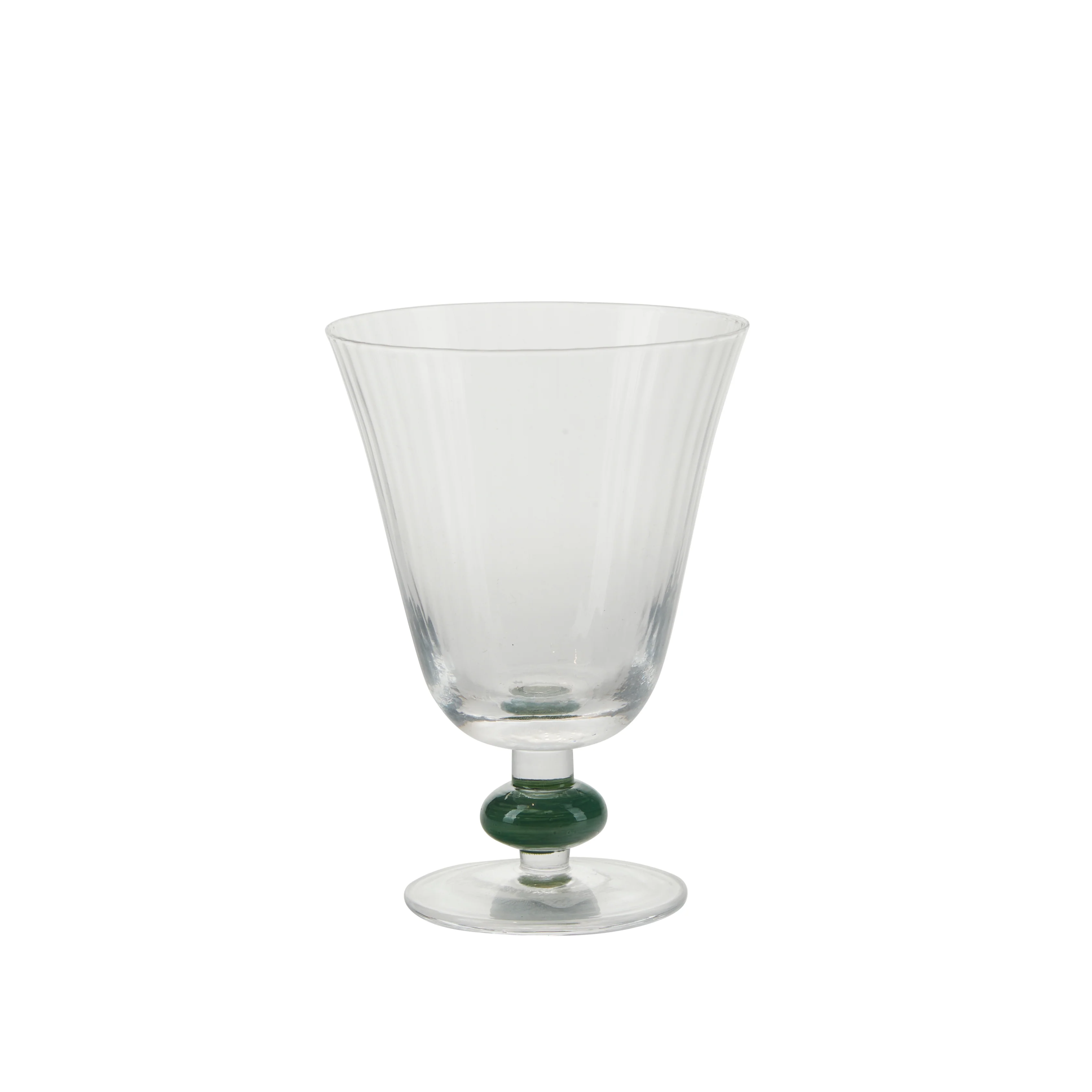 Garden drikkeglas på fod, klar/grøn - H13,5 cm.