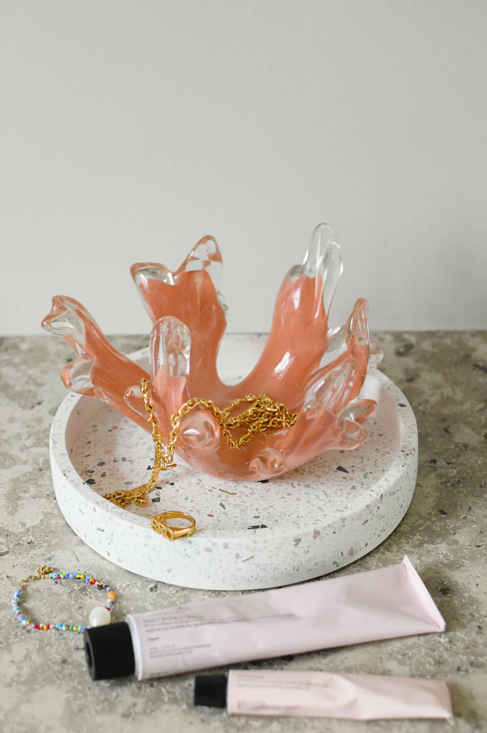Glas koral, lys orange, 17,5x12 cm - Image 2