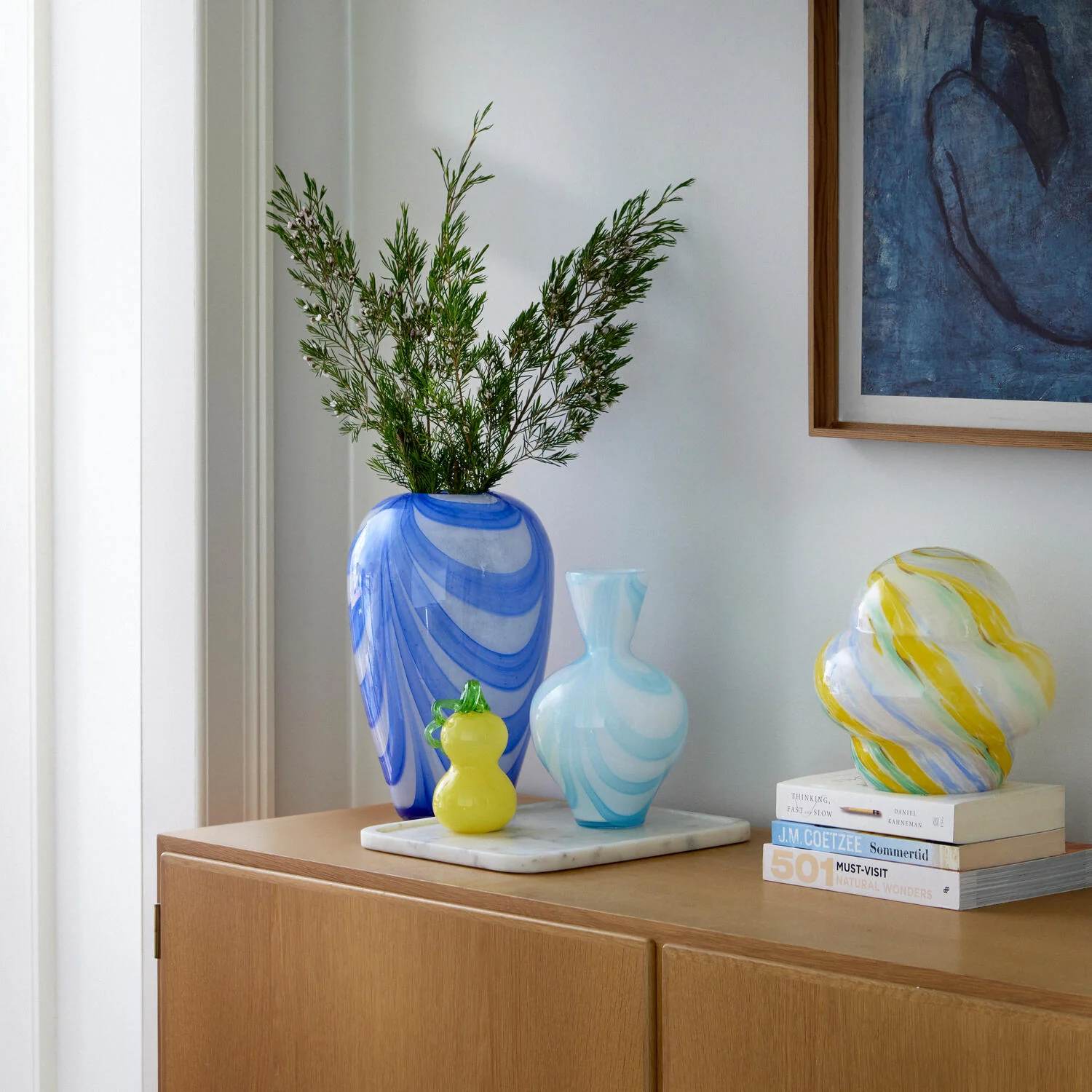 Hjerte formet vase, lyseblå - H23,5 cm. - Image 2