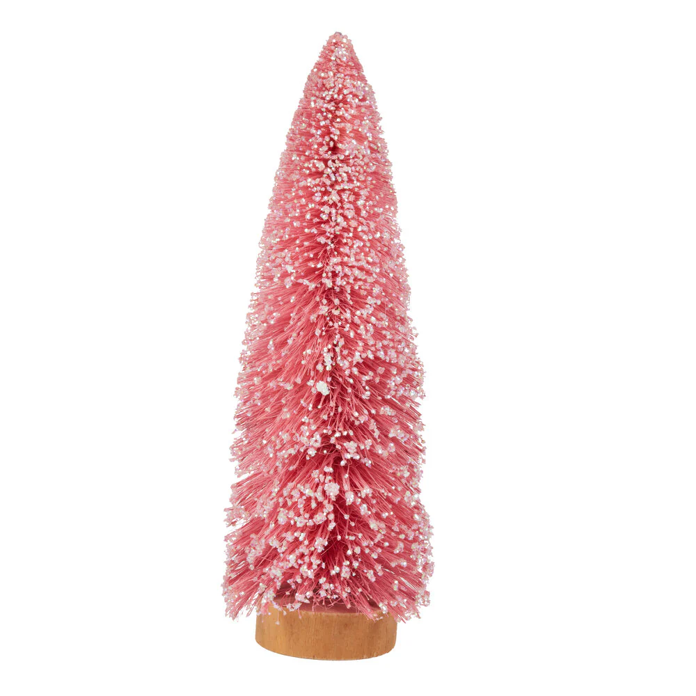 Juletræ børstet, lyserød med glimmer - H 25 cm.