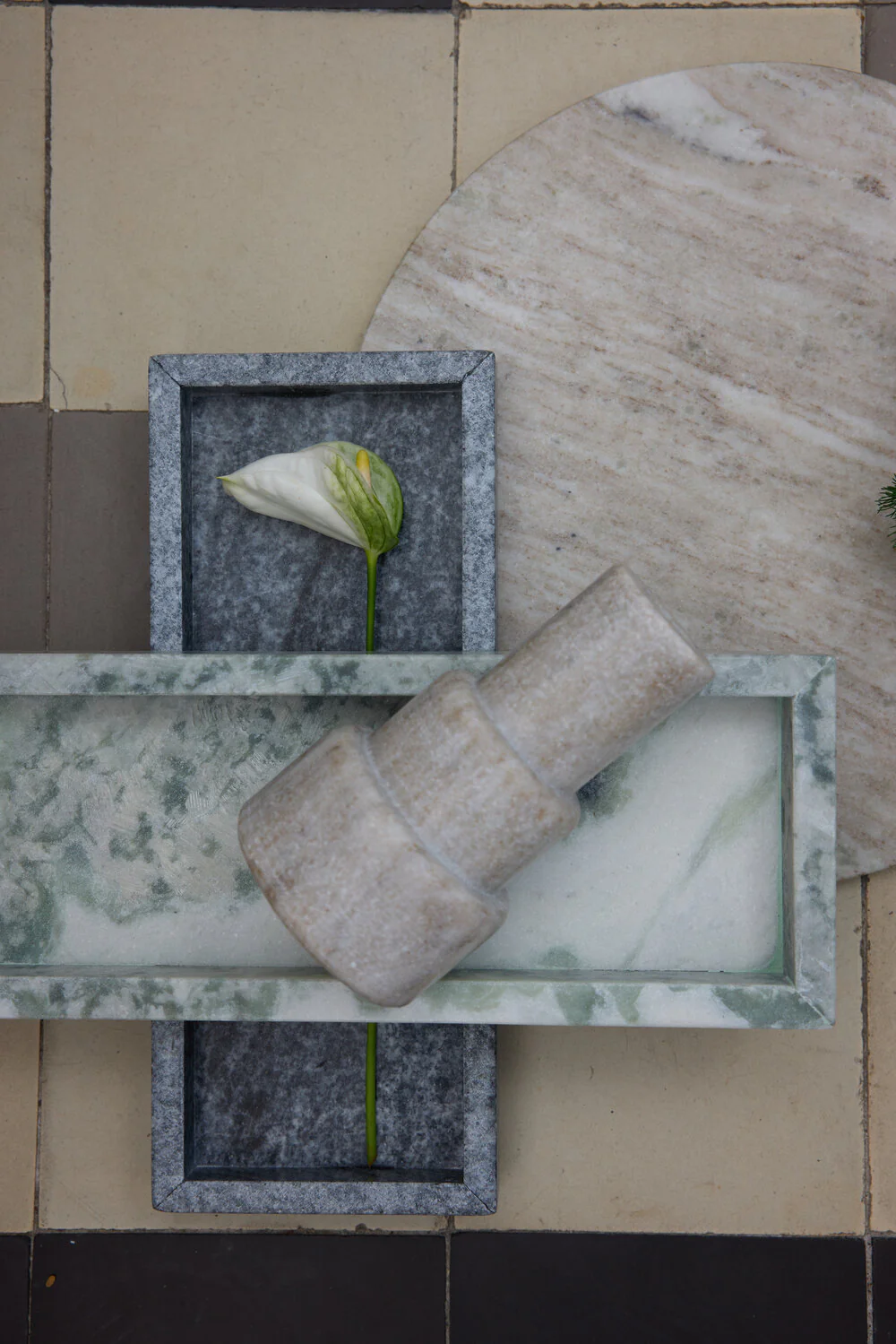 Marmor Rectangular bakke - Floral Green - Image 3