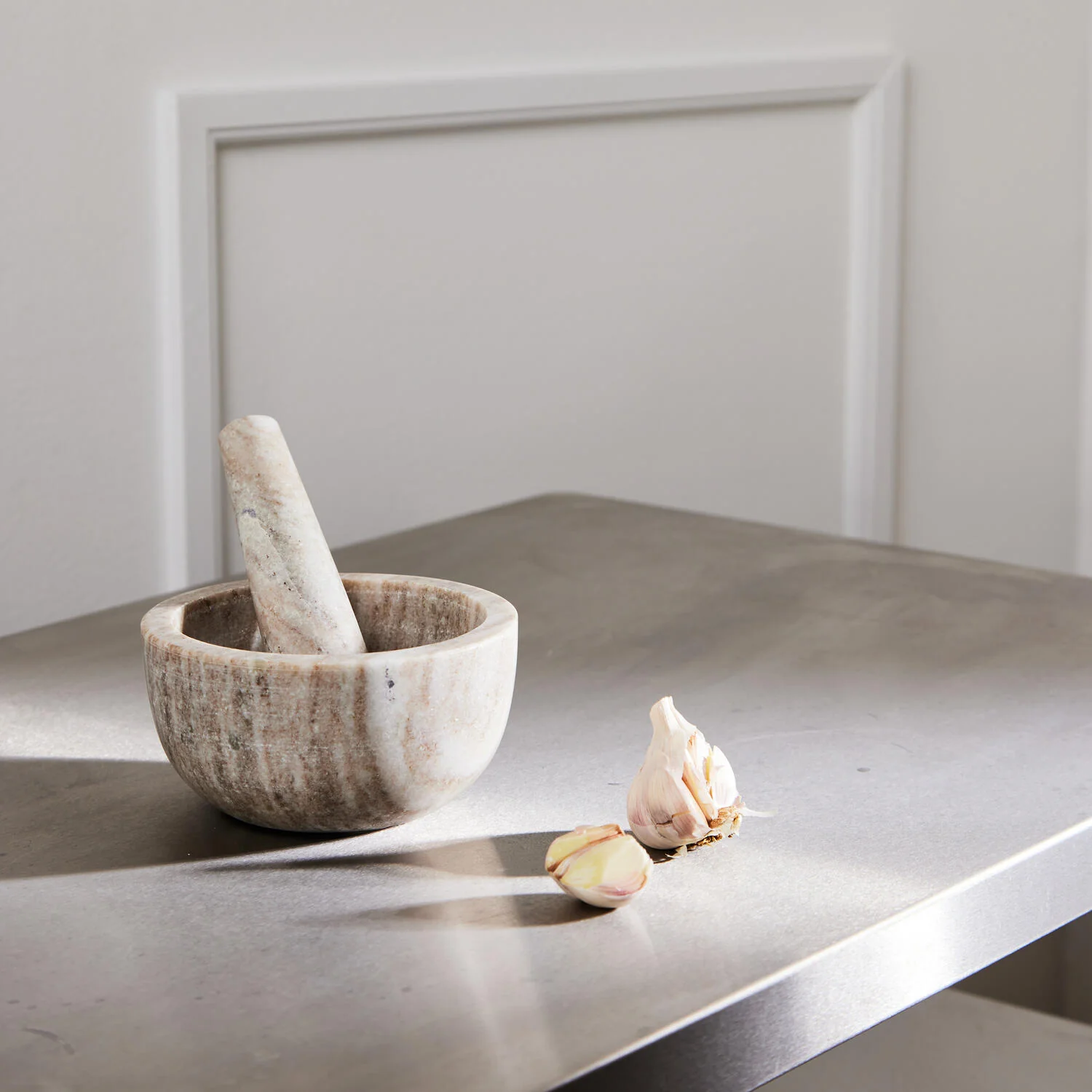 Mortar med støder, marmor - beige - Image 2
