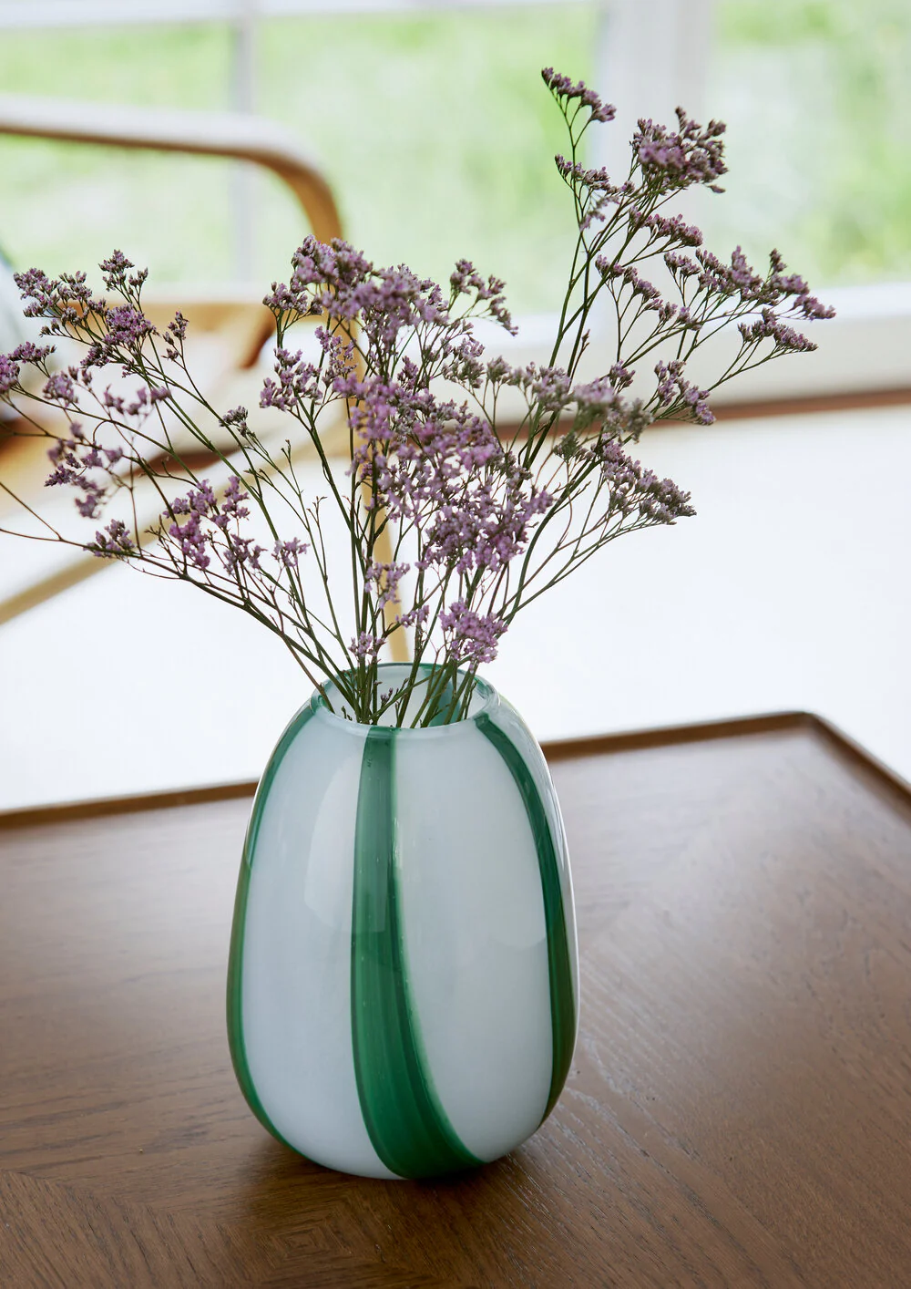 Organisk vase med striber, blå/grøn - H20 cm. - Image 3