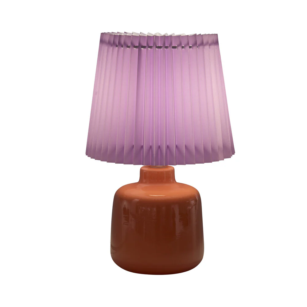 Plisse bordlampe, peach/lilla - H29,5 cm - Image 3