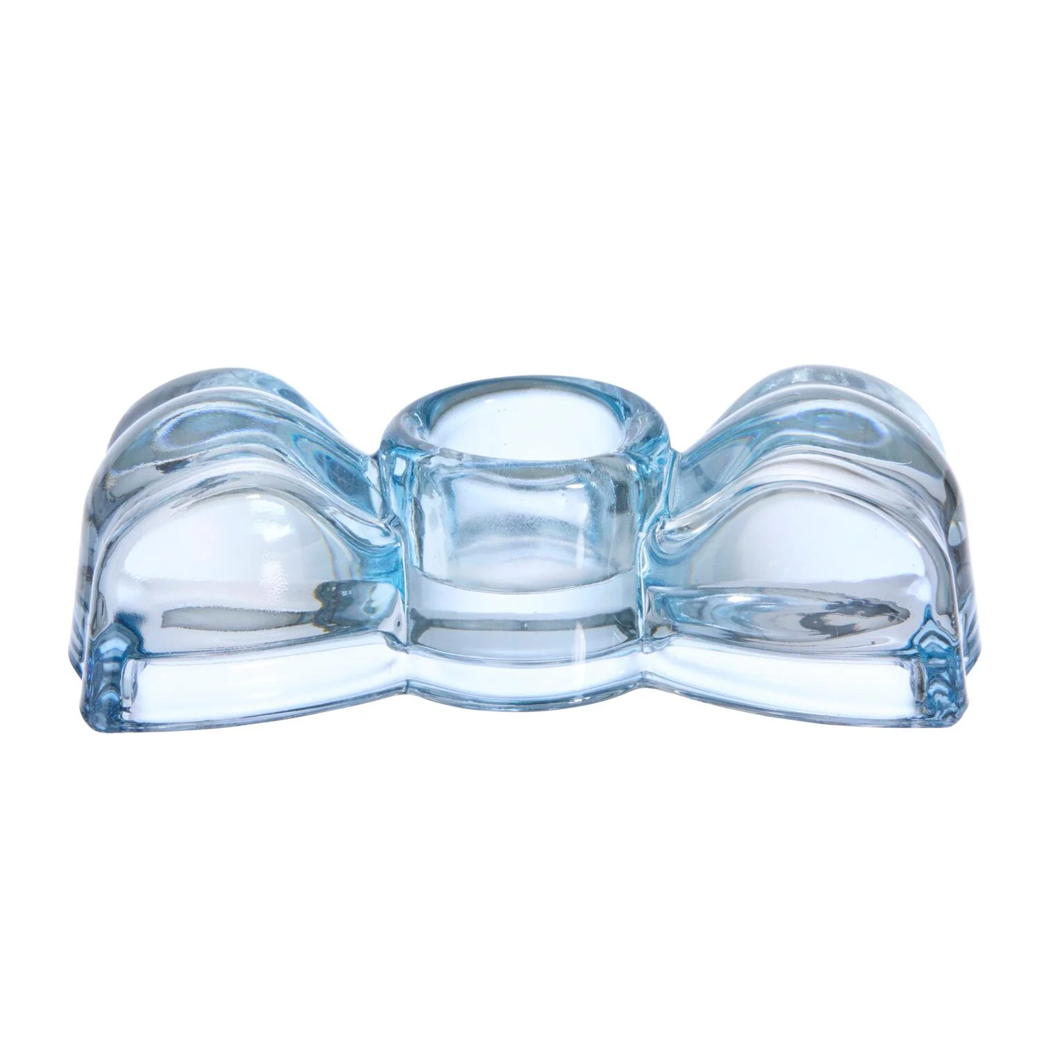 Sløjfe lysestage, blå - 10 cm.
