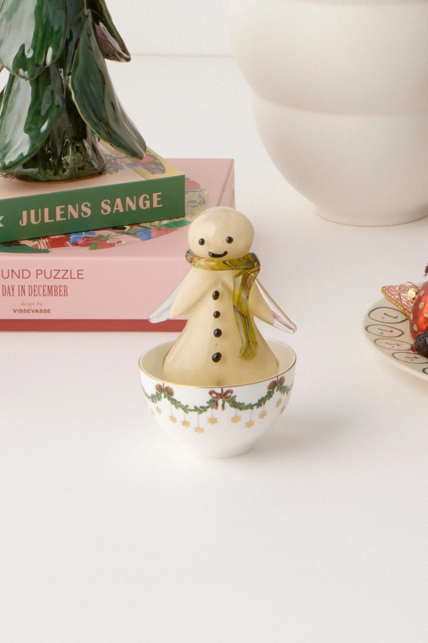 Snemand glasfigur, beige - H16 cm - Image 2