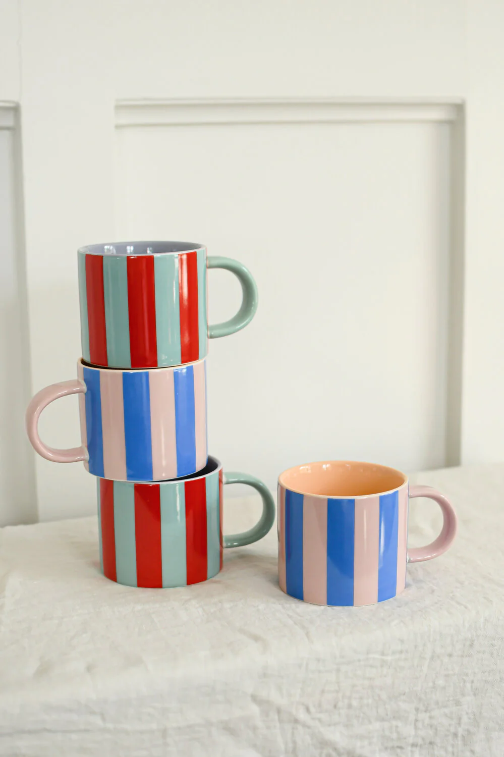 Stribet krus, mint/rød - 390ml - Image 3