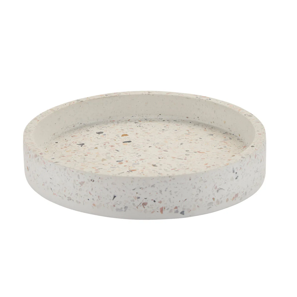 Terazzo bakke, Hvid - Ø20 cm