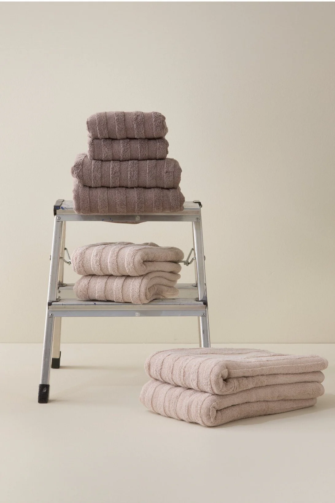 Terry Stripe håndklæde sæt, Rosa - 4 stk. - Image 2