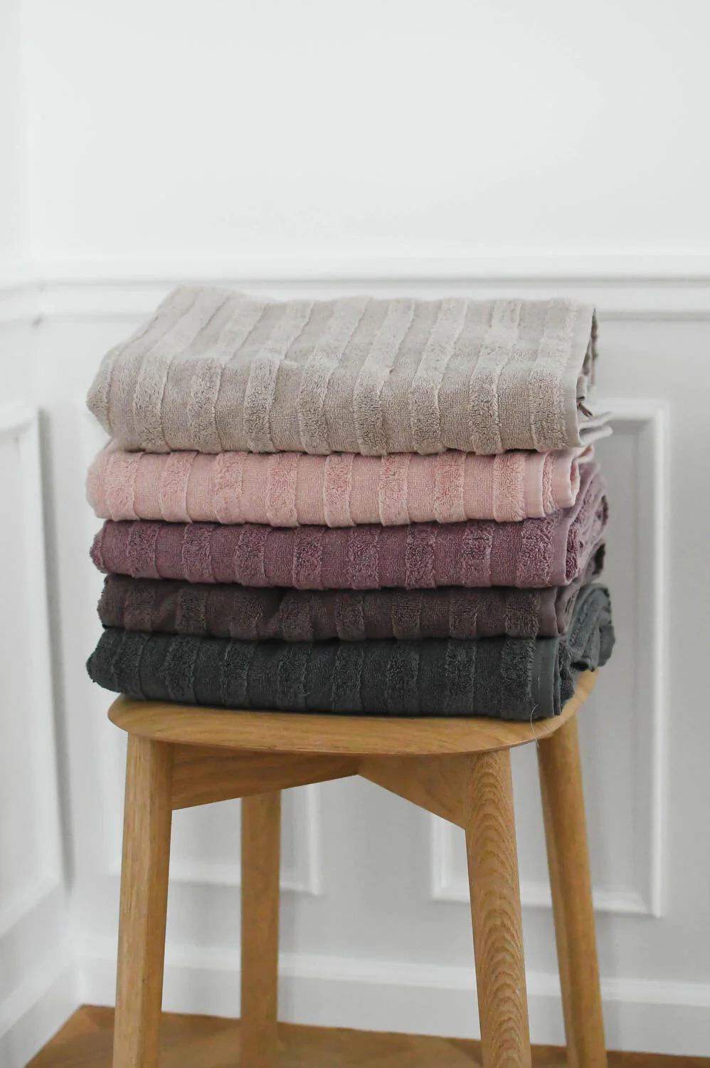 Terry Stripe håndklæde sæt, Rosa - 4 stk. - Image 3