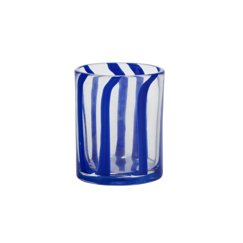 Tumbler glas med striber - blå