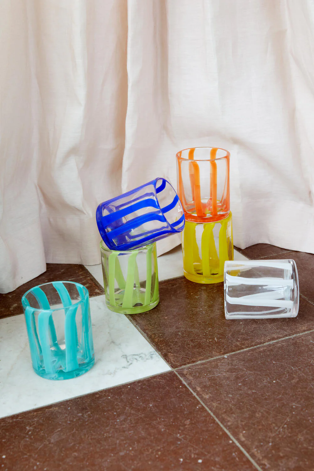 Tumbler glas med striber - blå - Image 2