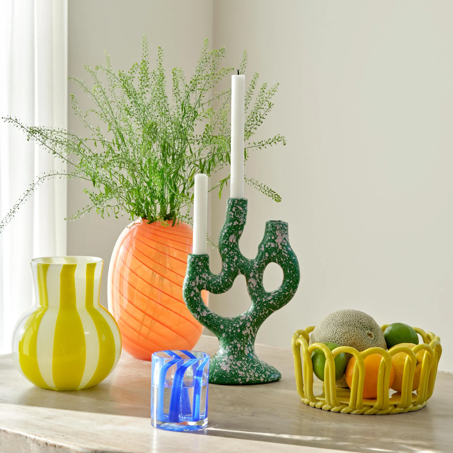 Tumbler glas med striber - blå - Image 4
