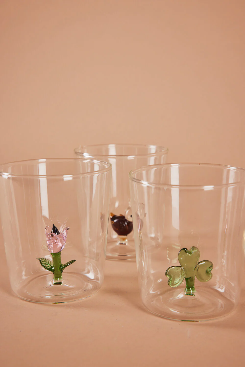 Tumbler vandglas med blomst - Clear/Multiple - Image 3