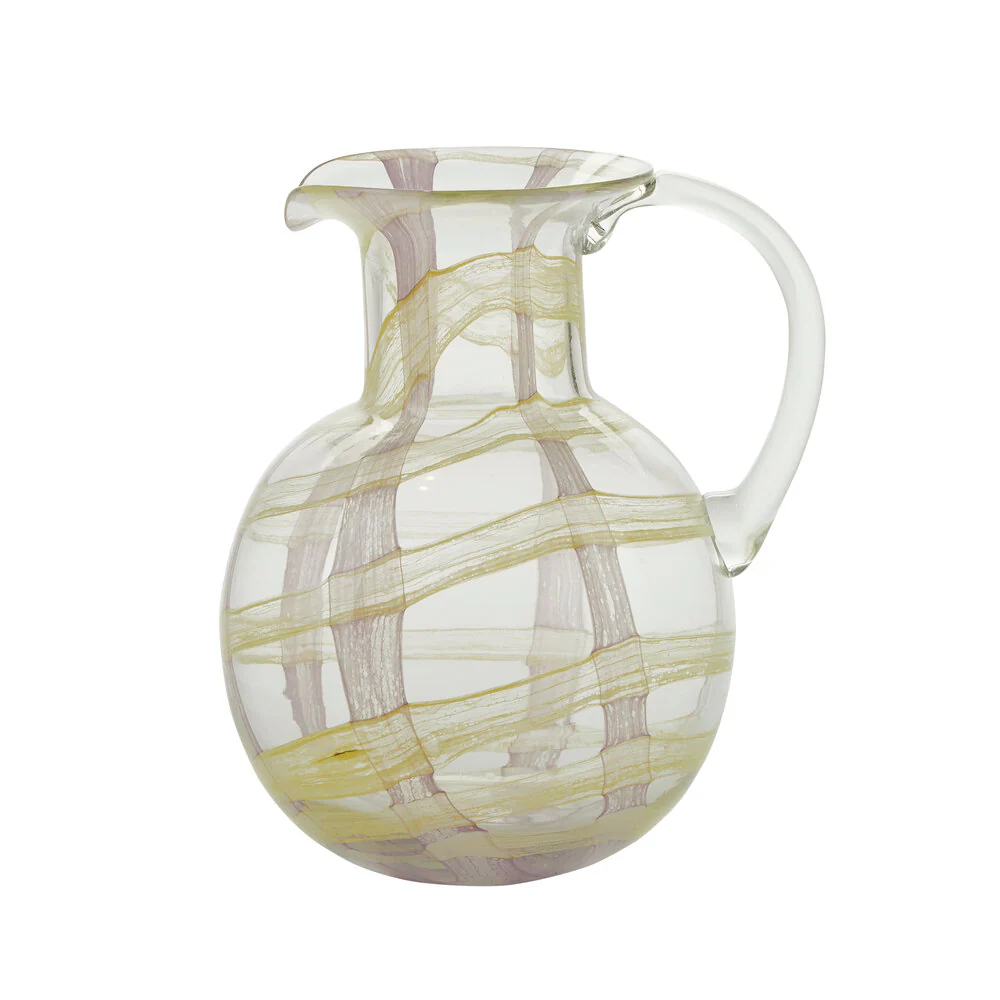 Unik ternet glaskande, gul/pink - H22 cm