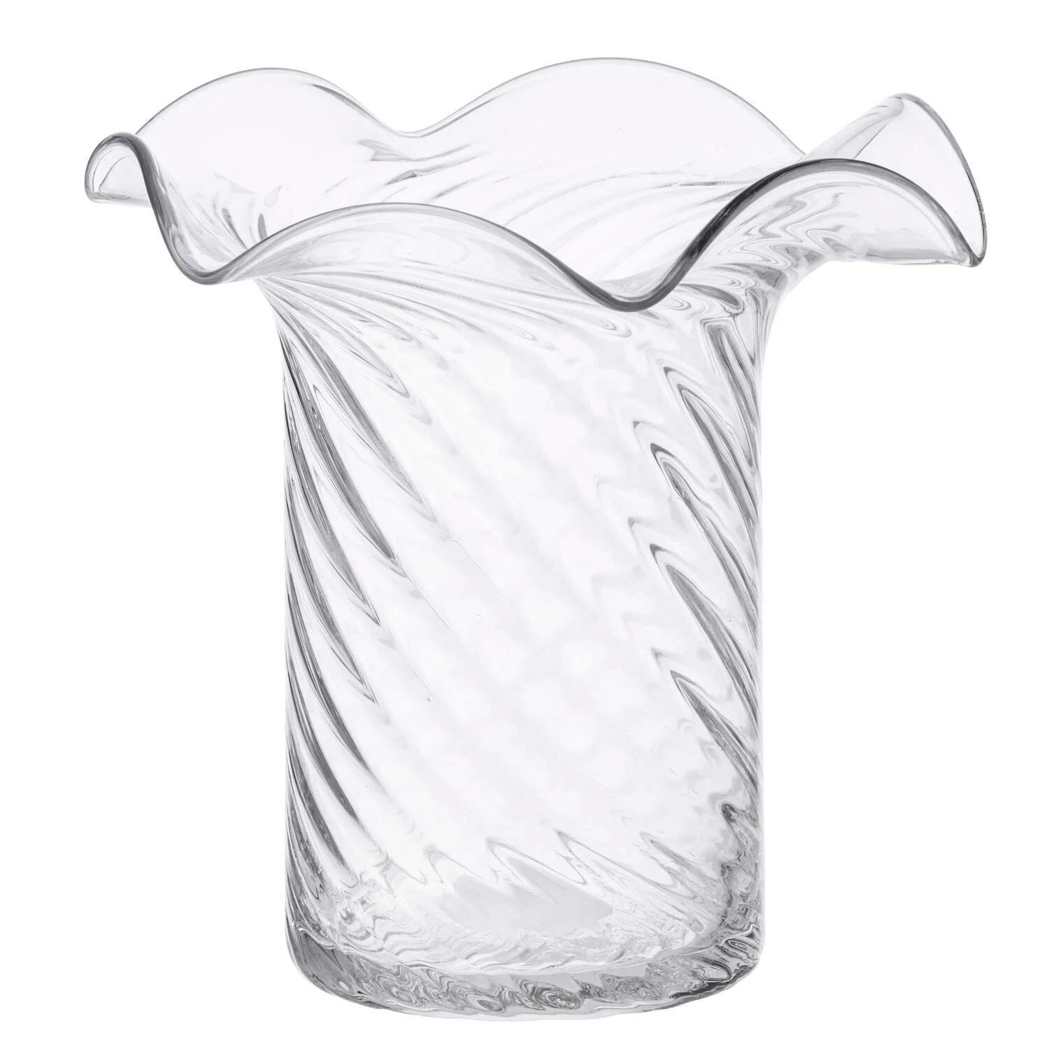 Vase med bølge kant, klar - H22 cm