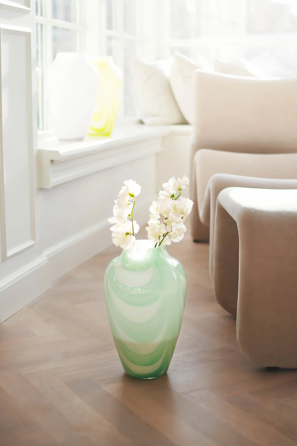 Vase med brede swirl striber, grøn - H35 cm. - Image 2
