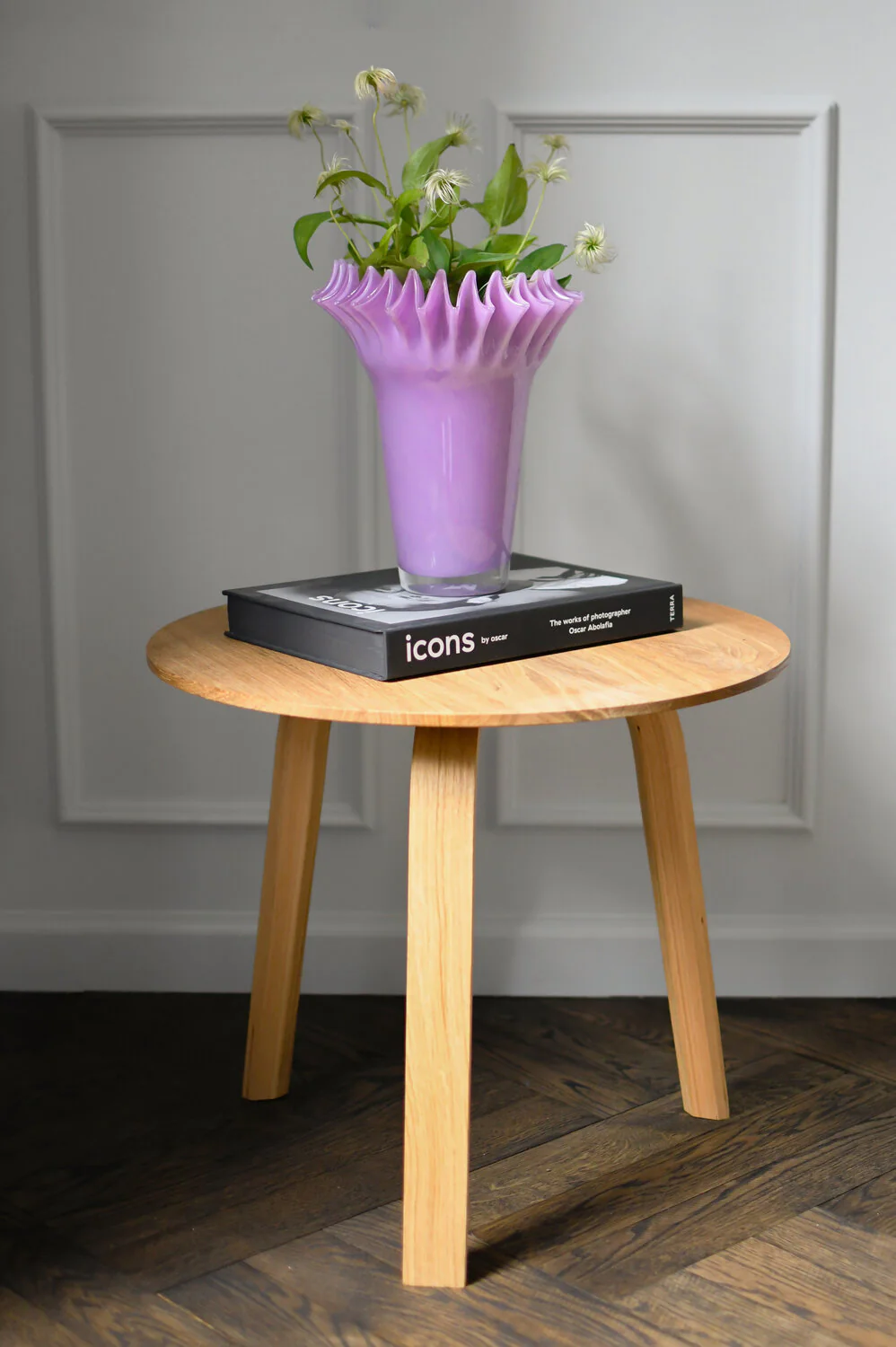 Vase med waffle kant, lilla - H22cm - Image 2