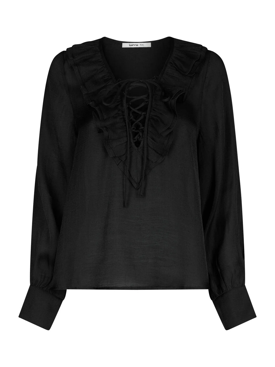 Matarina Chiffon Ruffle bluse - sort