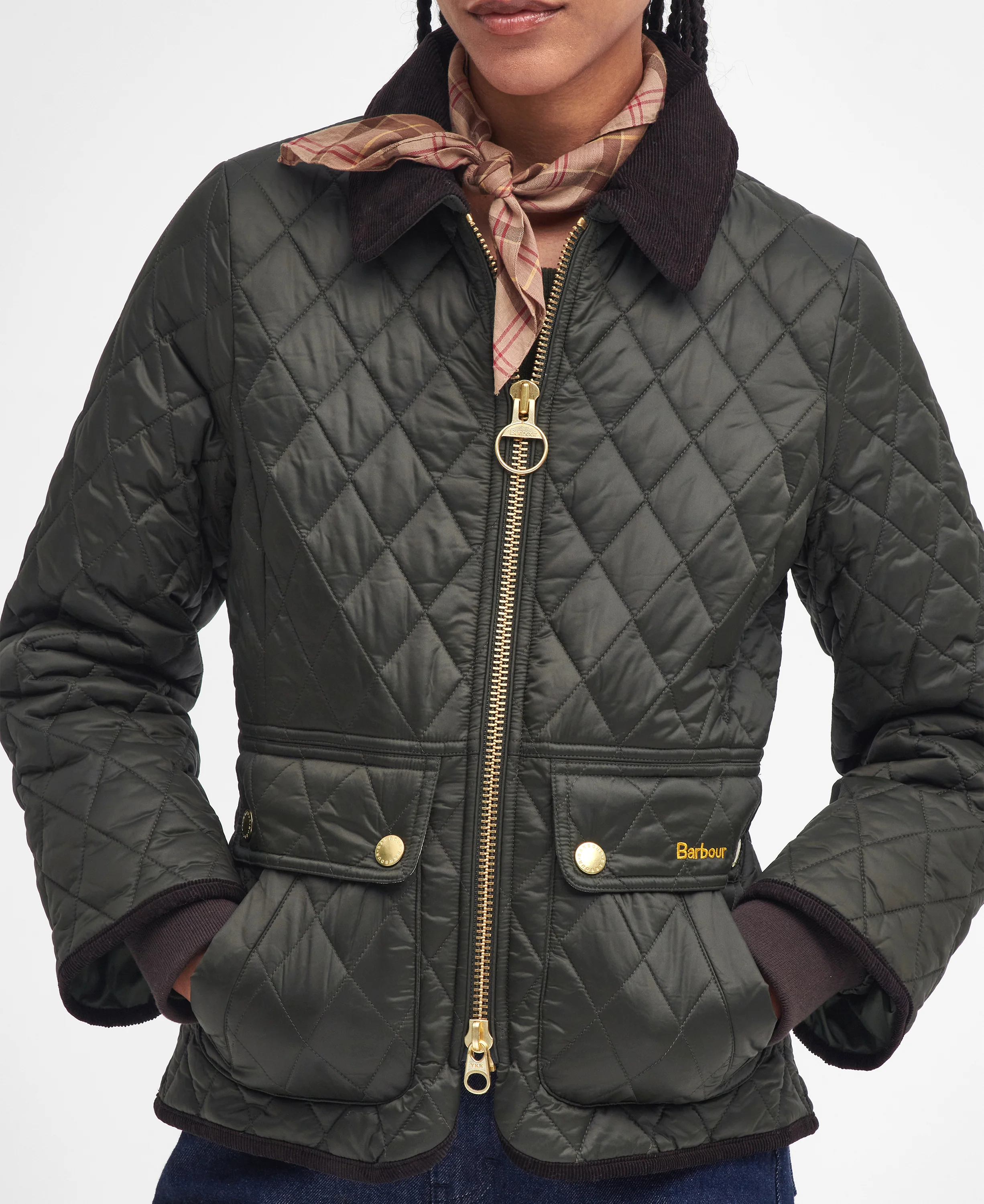 Fitted Beadnell Quilted jakke - Sage - Image 5