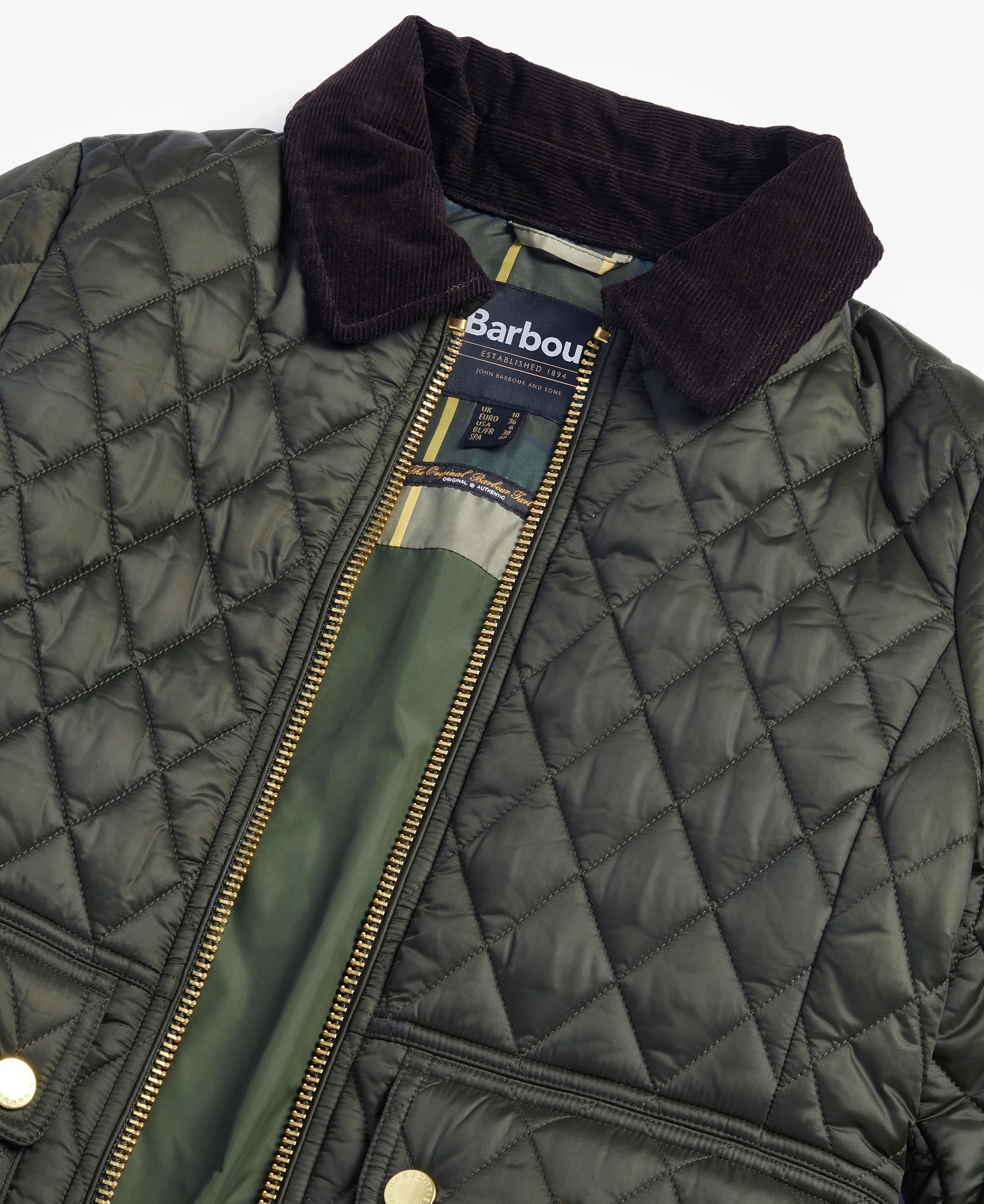 Fitted Beadnell Quilted jakke - Sage - Image 9