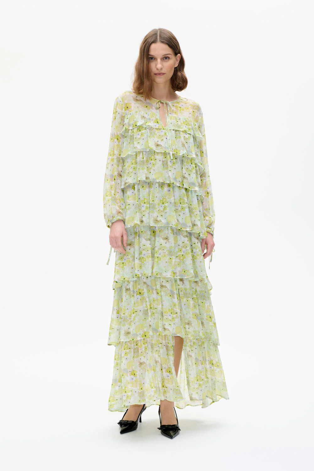 Arielle kjole - Sunny Lime Flower