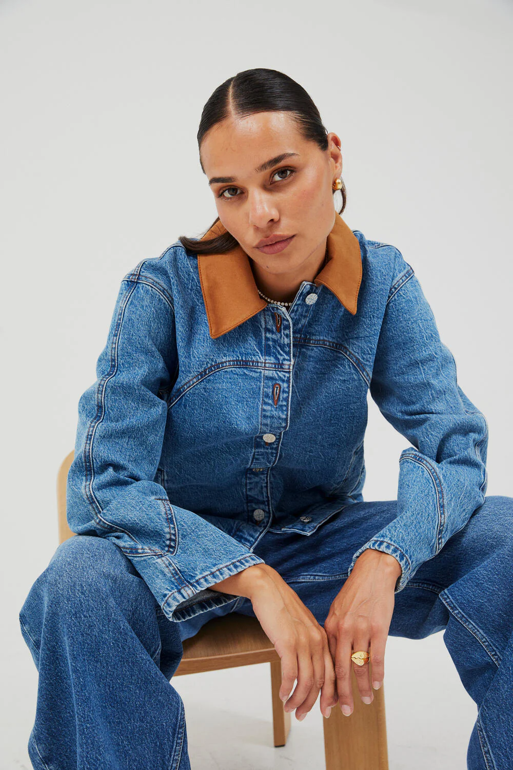 Bayson denimjakke - Denim Suede Mix