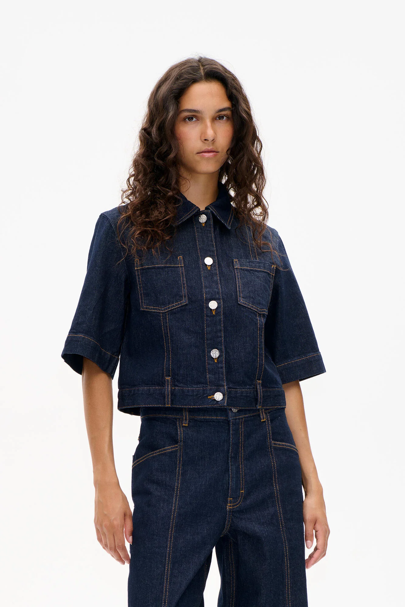 NO 05 denimskjorte - Dark Blue Rinse - Image 4
