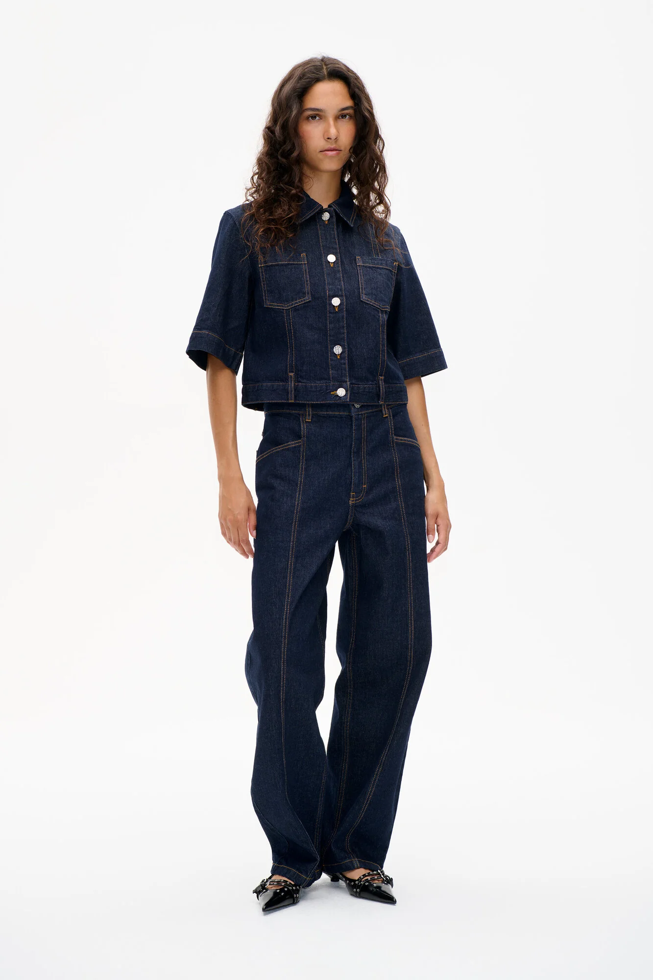 NO 05 denimskjorte - Dark Blue Rinse - Image 8