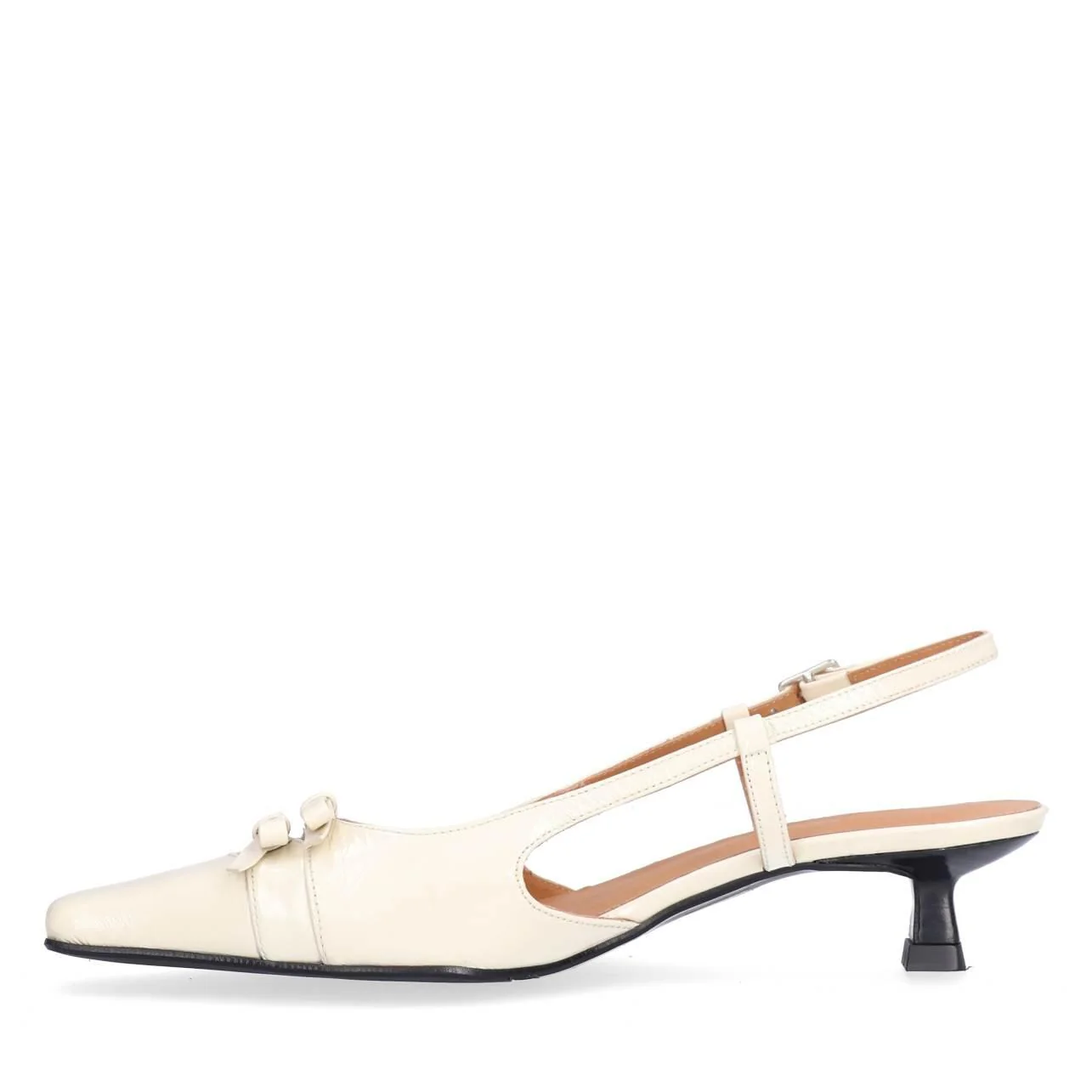 A8033 Slingback sandaler m. kittenhæl - Off white naplack 262 - Image 4