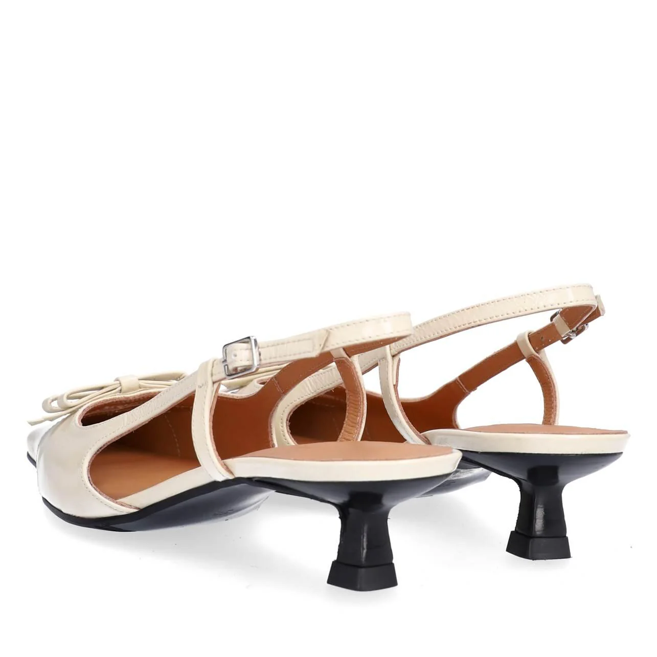 A8033 Slingback sandaler m. kittenhæl - Off white naplack 262 - Image 5