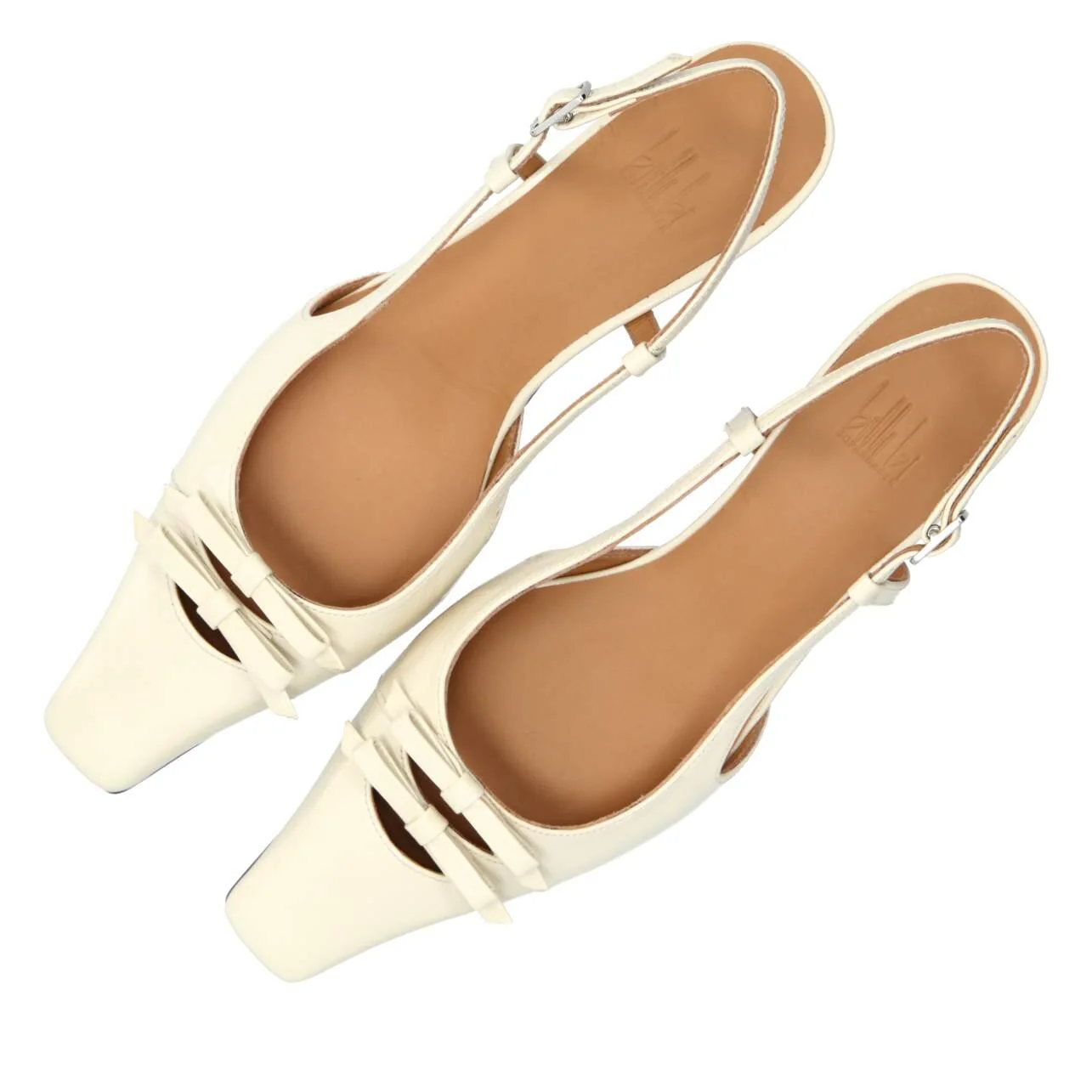 A8033 Slingback sandaler m. kittenhæl - Off white naplack 262 - Image 6