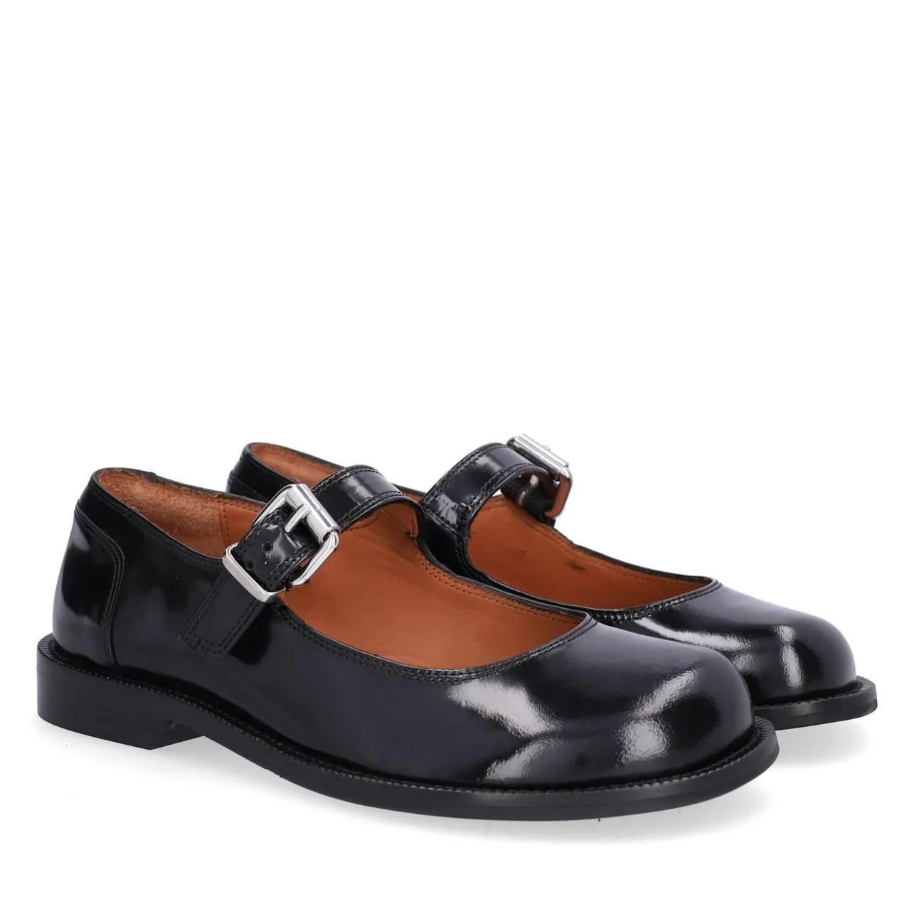 A8453 Mary Jane sko - Black polido  900 - Image 4