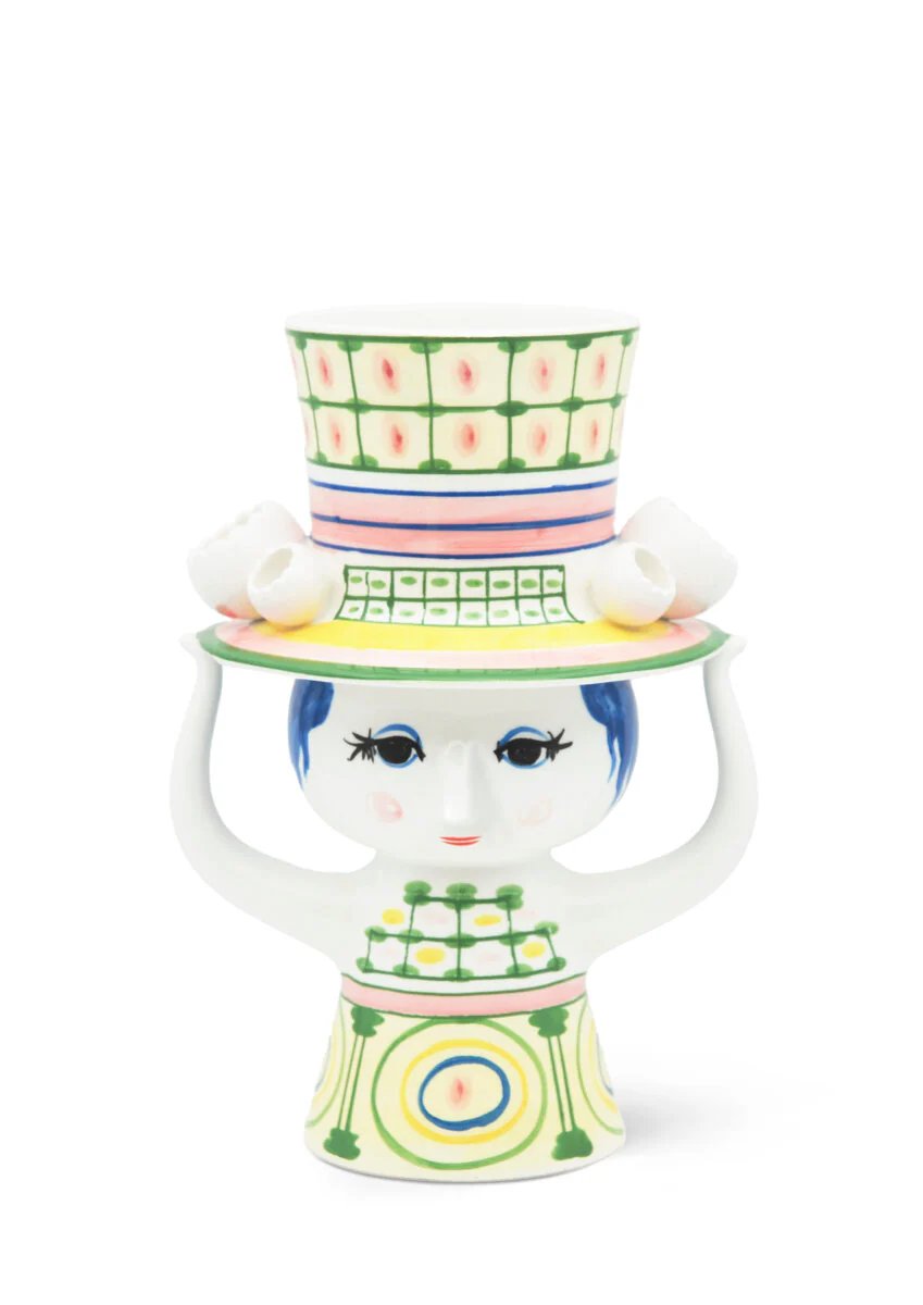 Lady with hat vase, grøn - H24,5 cm.