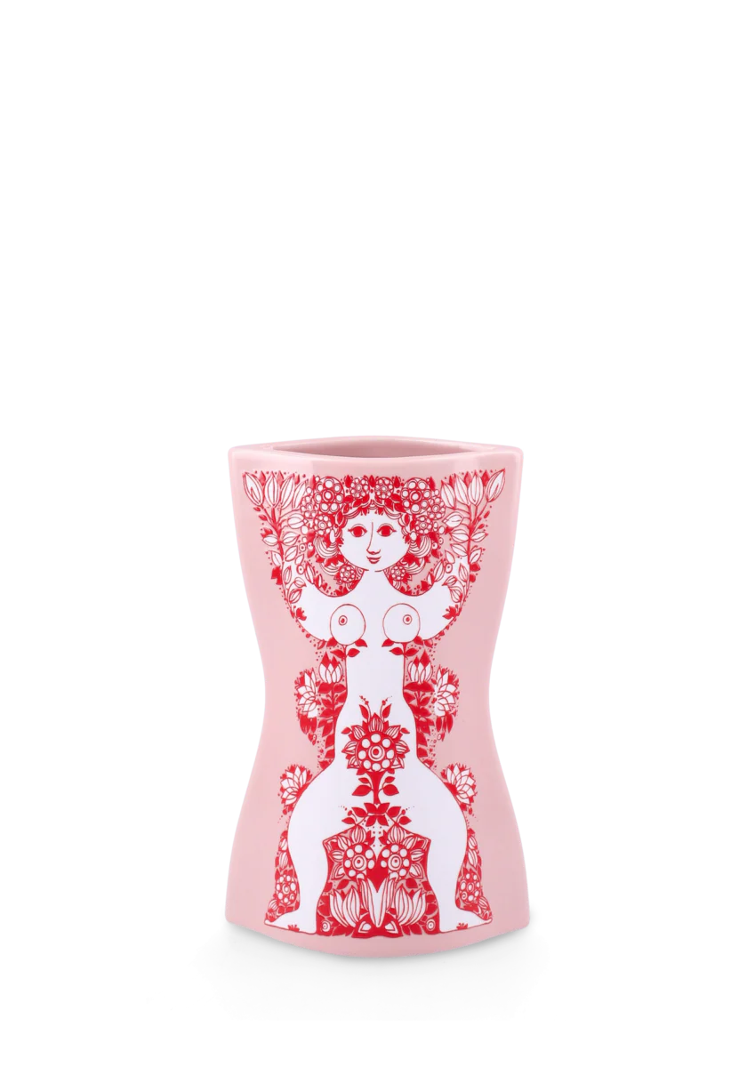Nina vase, H16,5 cm - pink/rød