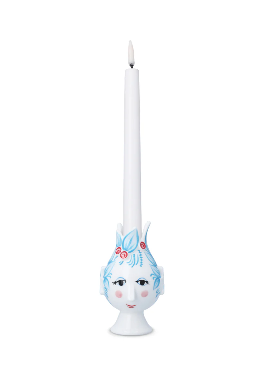 Titania kronelysestage, H11,5 cm - lyseblå