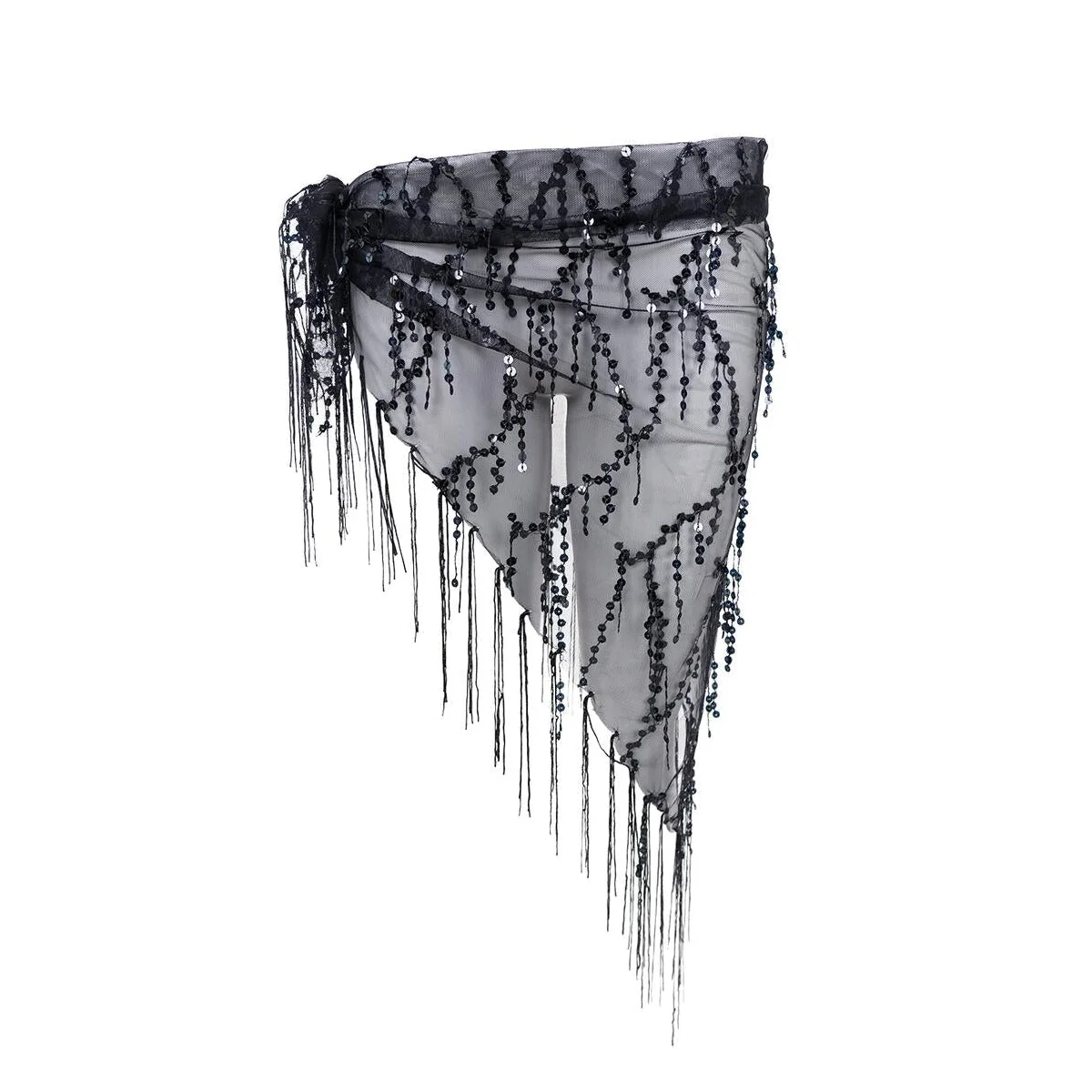 Nita Triangle Sequin tørklæde - sort