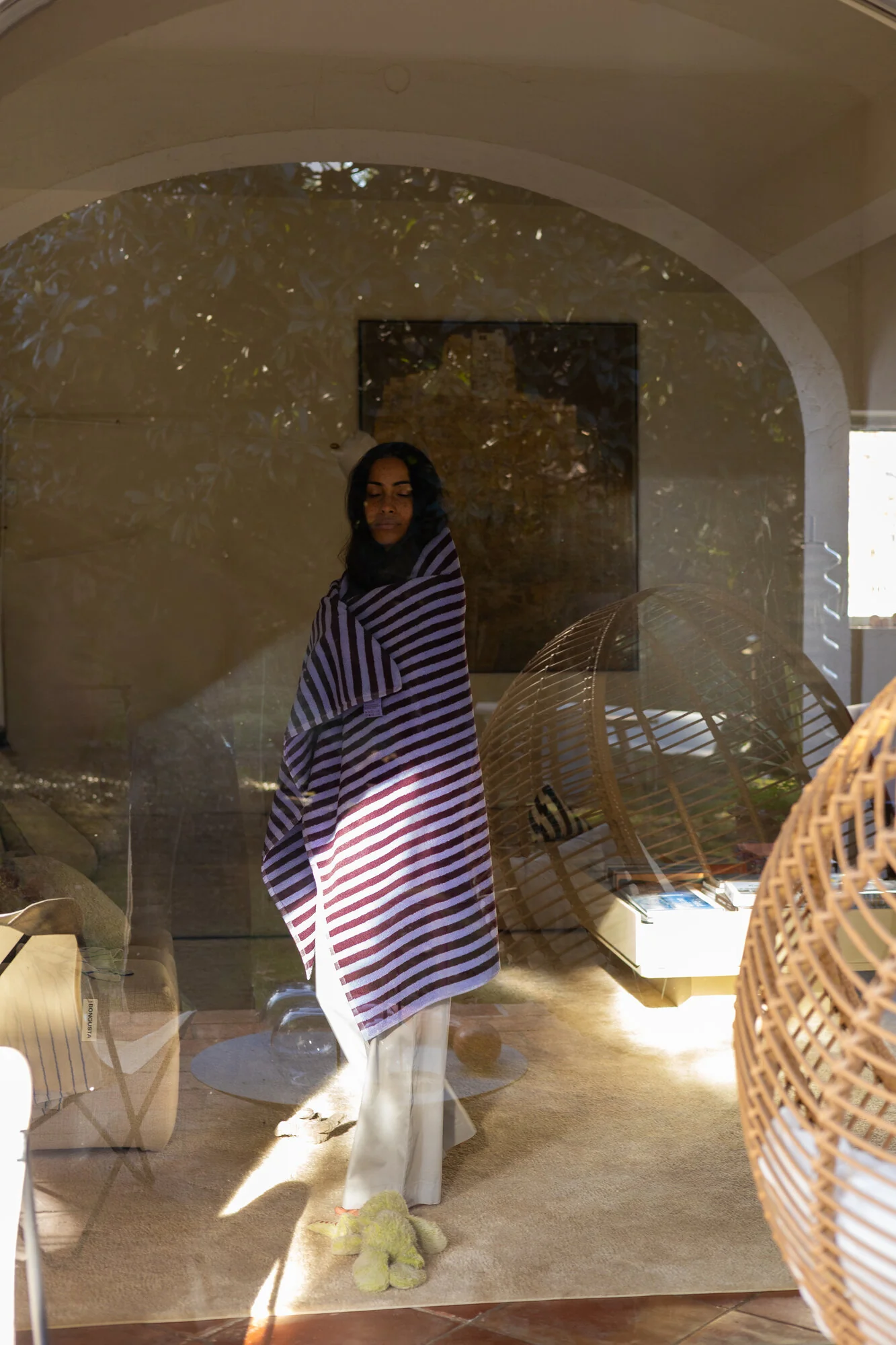 Naram håndklæde - wine & lavender blue - Image 8