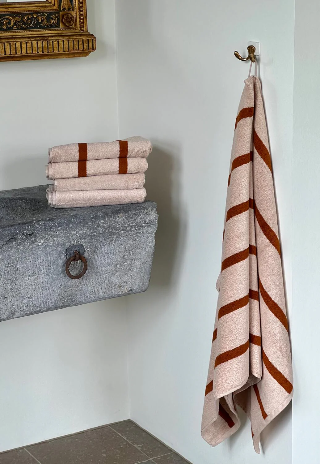 Stripe håndklæde - Karamel/Terracotta - Image 5